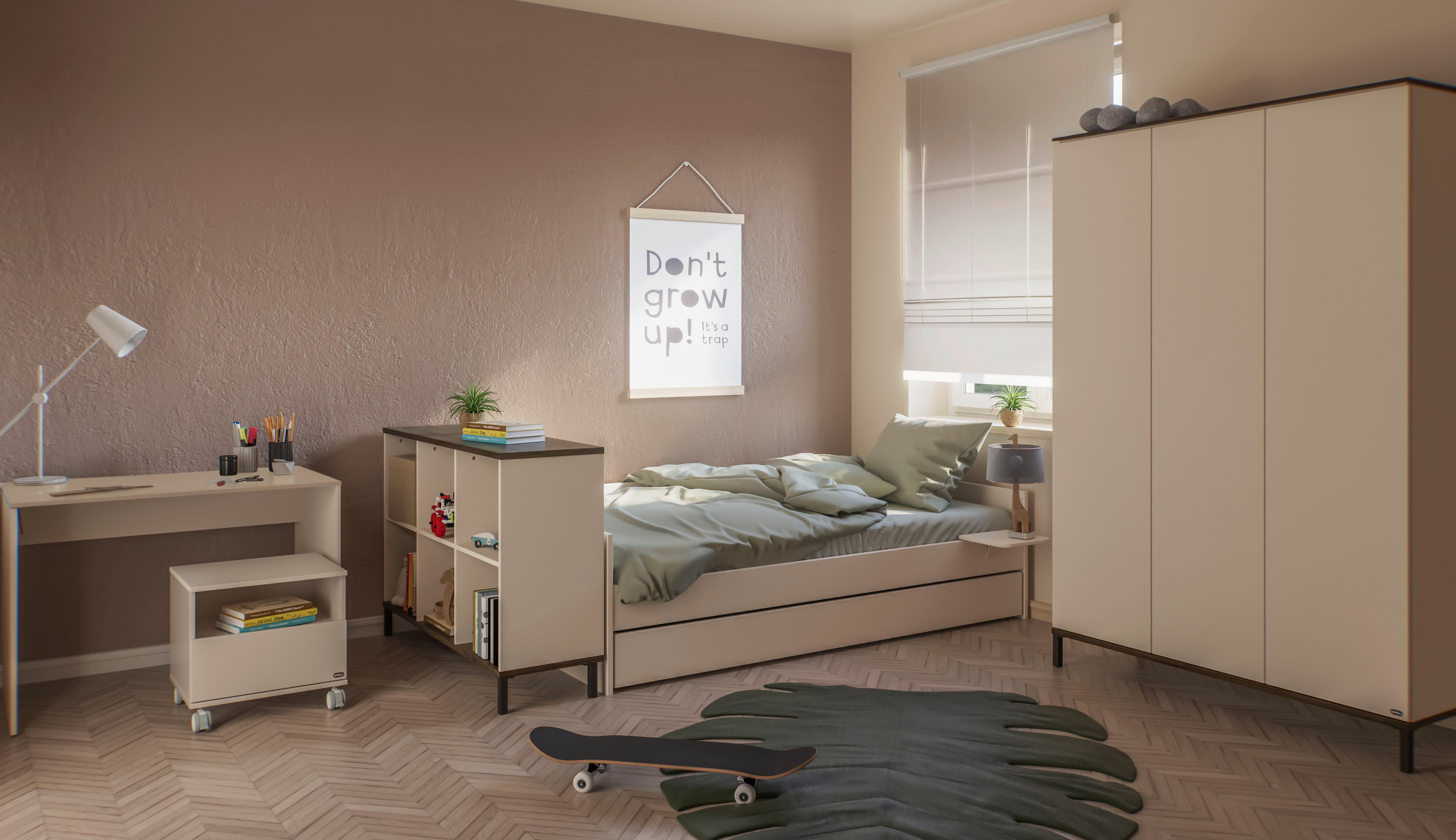 YUNY by PAIDI Nachtkommode LOVELY ALIV mit Ablagefach und Schublade (B/H/T ca. 48x45x40cm, Off-White), feststellbarer Rollcontainer, Soft-Close