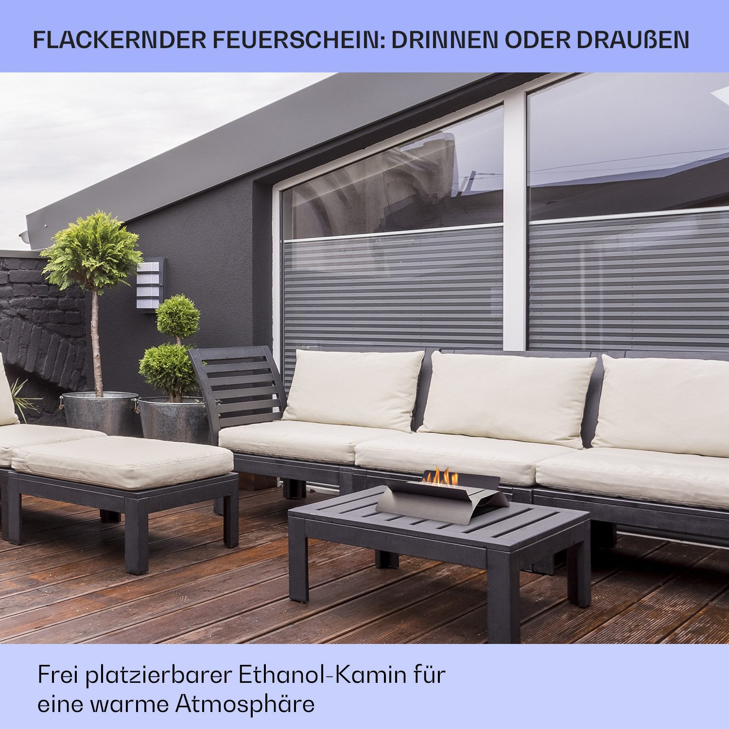 Klarstein Echtfeuer-Dekokamin Phantasma Graca Ethanol-Kamin (Set, Set), Ethanol-Kamin freistehend Tischkamin Edelstahl-Brenner