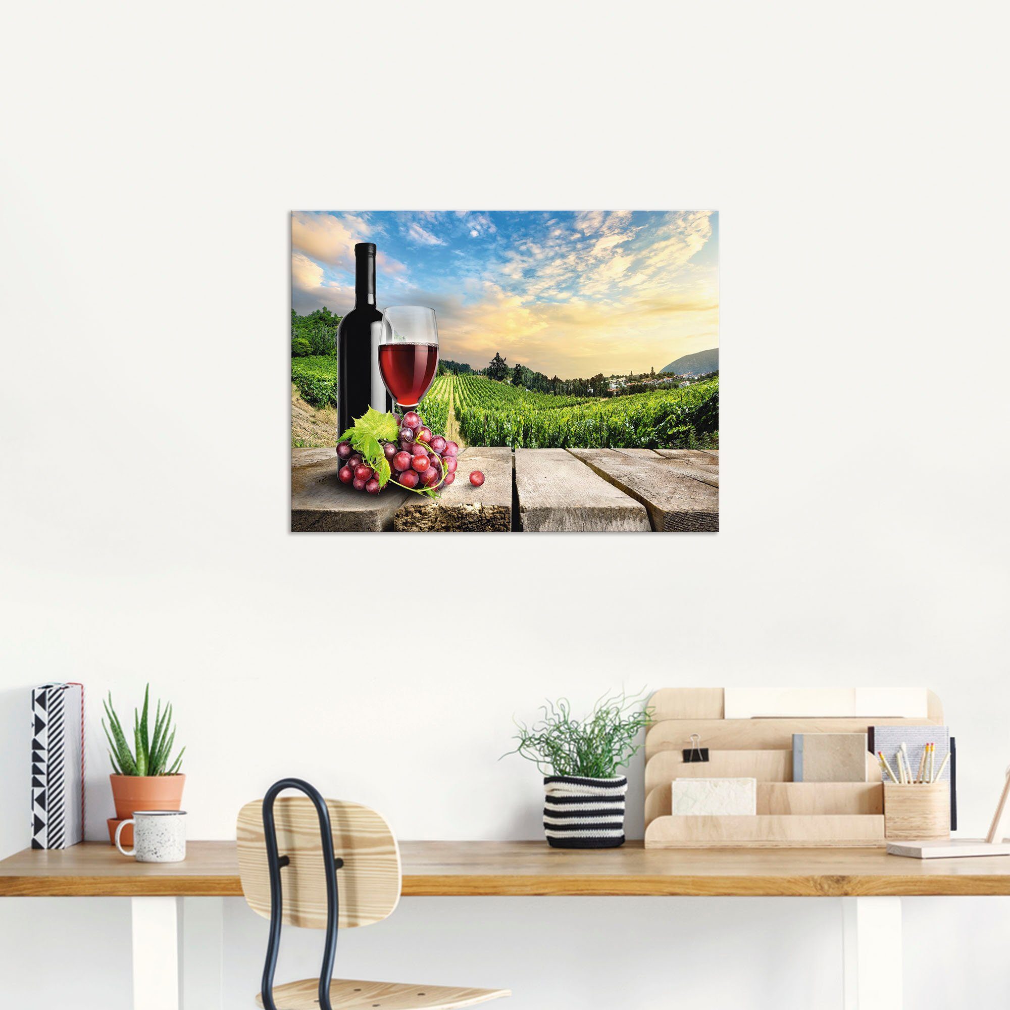 Artland Wandbild Wein vor Leinwandbild, Größen Alubild, St), Poster Berge Weinbergen, als oder versch. in Wandaufkleber (1