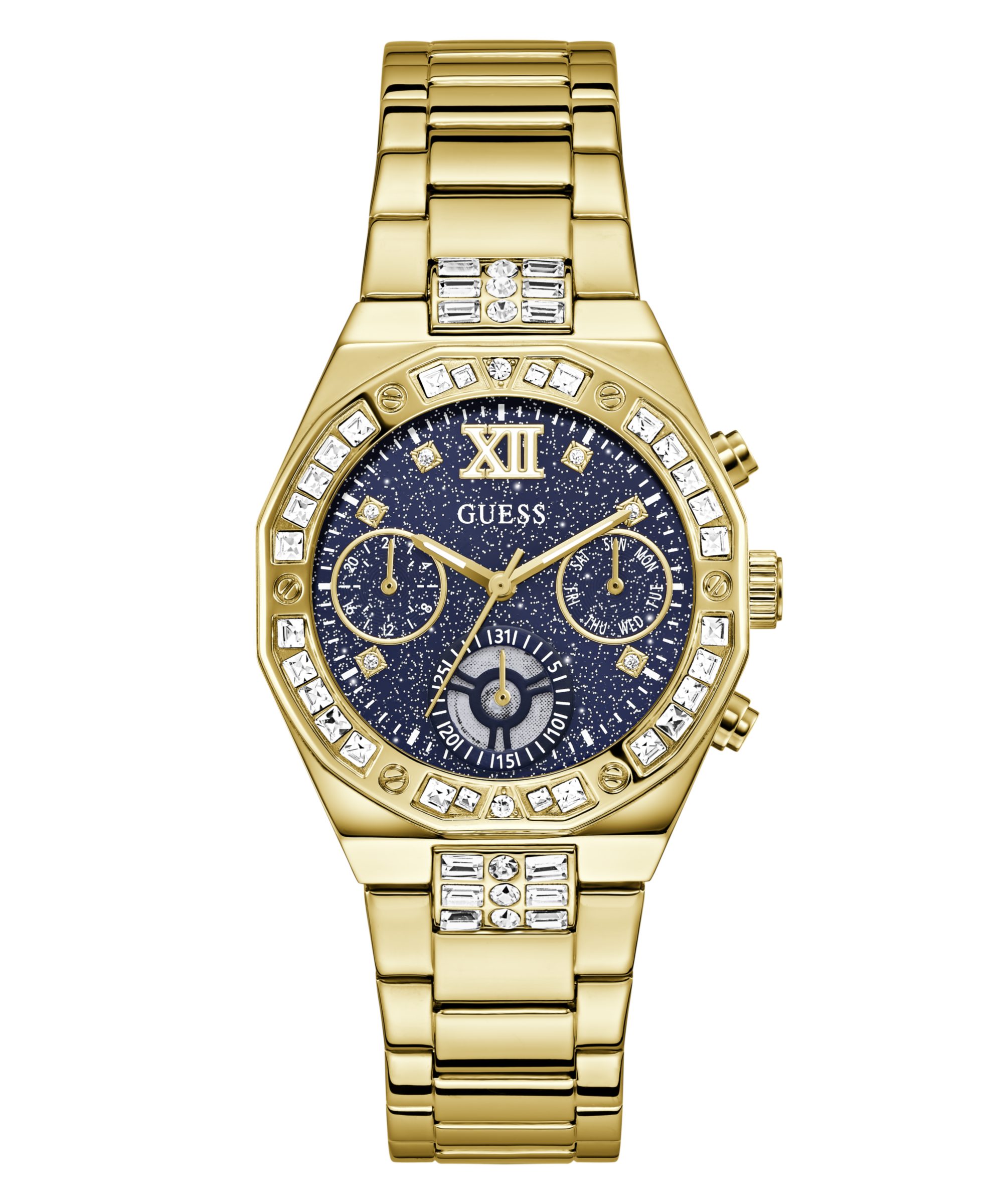 Guess Quarzuhr SELINA GW1116L2, Armbanduhr, Damenuhr, Edelstahlarmband, analog, Tag, Wochentag
