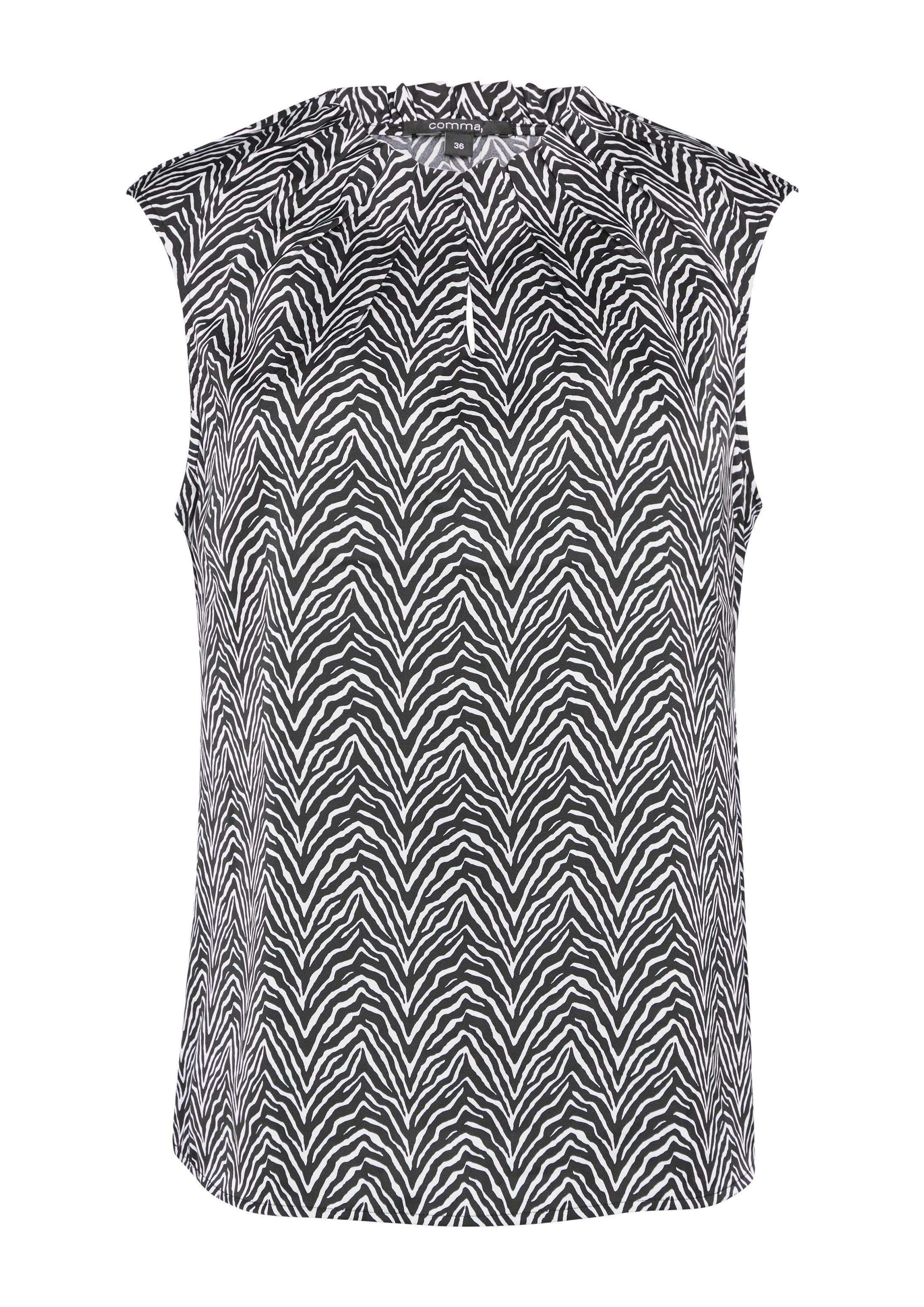 comma Blusentop Bluse Satin-Bluse mit Raffung