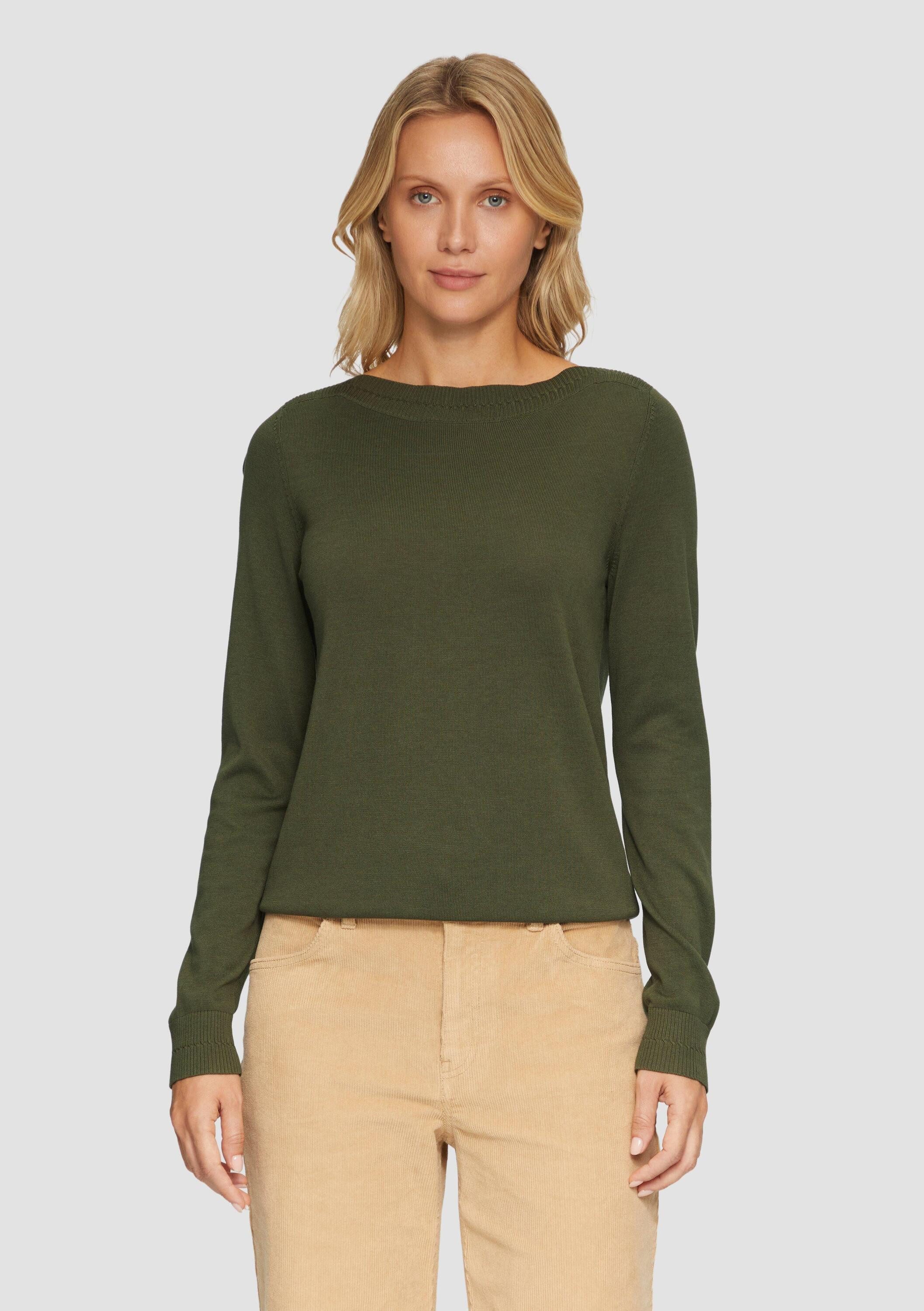 s.Oliver Longpullover Strickpullover Strickpullover mit U-Boot-Ausschnitt günstig online kaufen