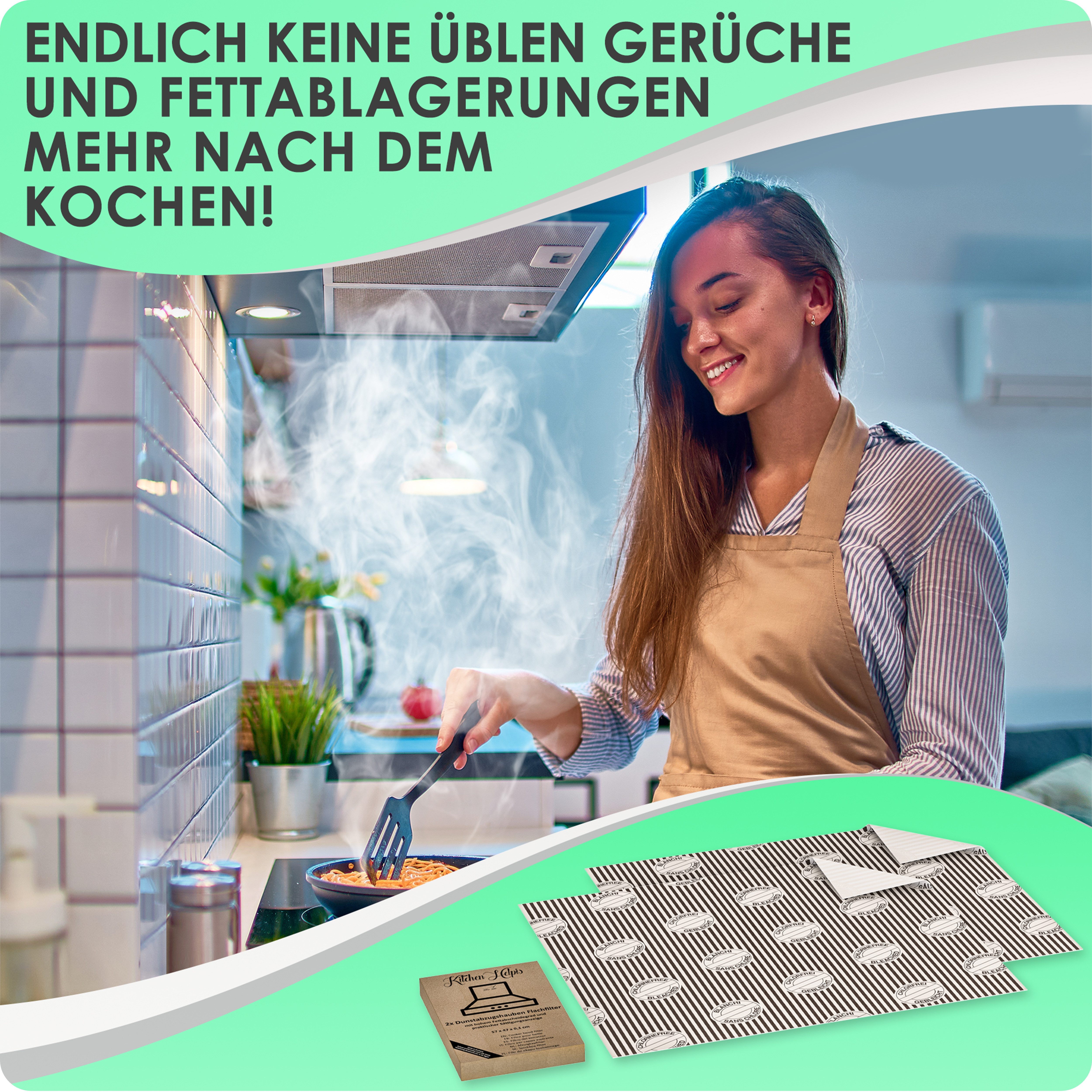 WEIDEBACH Filtermatte 2x Dunstabzugshauben Filter 57x54cm zuschneidbar kompostierbar, (2-St)