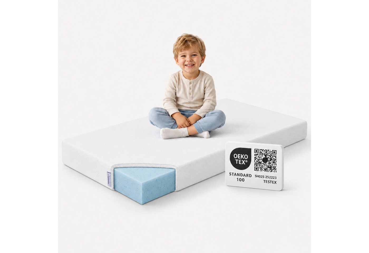 Babymatratze NORA Matratze, Gelschaum, 12 cm, allergikerfreundlich, Baby, Arensberger, 12 cm hoch, (60 x 120 cm, 60x120cm), waschbarer Bezug, kühlend, 60x120 70x140 & mehr