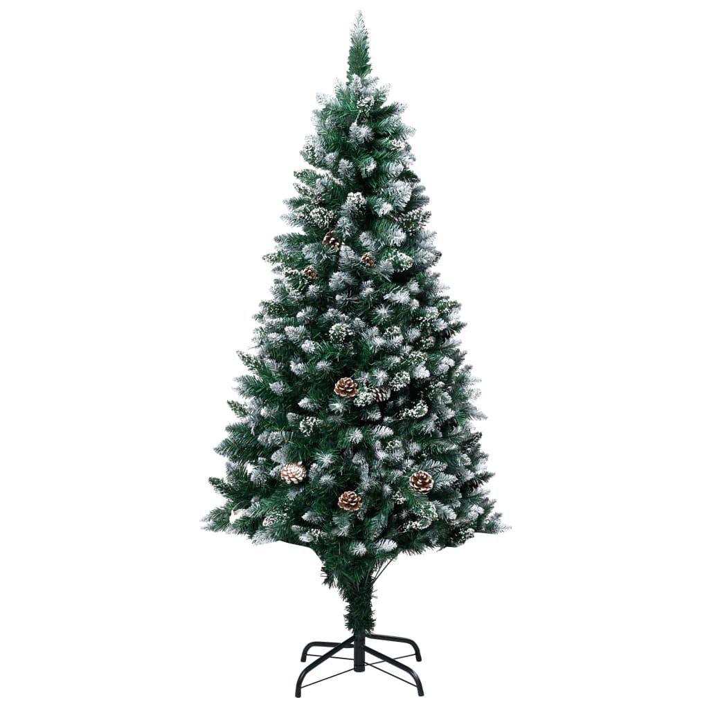 vidaXL Künstlicher Weihnachtsbaum Künstlicher Weihnachtsbaum mit Zapfen und Schnee 150 cm