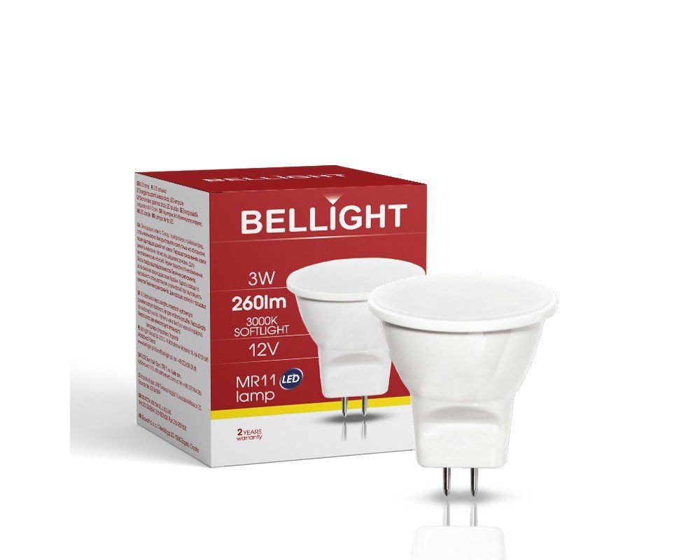 Reflektor = LED-Leuchtmittel 3W GU4 GU4, Bellight Spot MR11, 200° 260lm MR11 12V Warmweiß 50W 3000K, Warmweiß LED