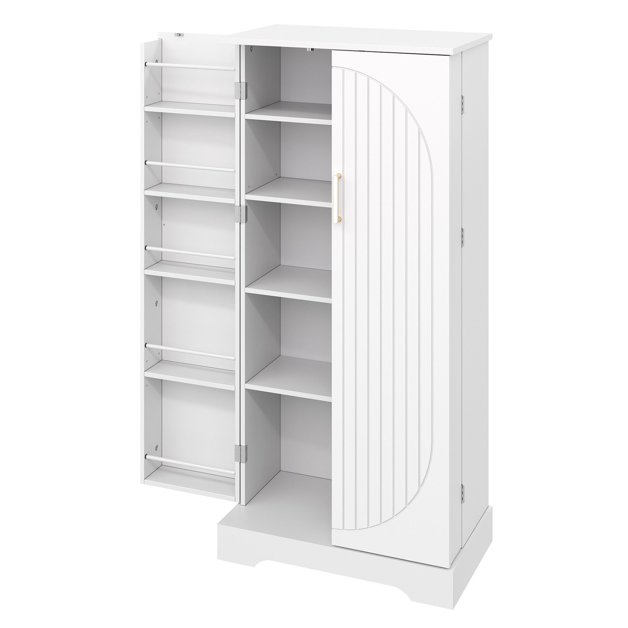 Flieks Hochschrank Küchenschrank mit LED-Sensorleuchte und verstellbaren Einlegeböden (1-St., B60/T35/H128 cm) Speiseschrank mit Türablagen Mehrzweckschrank Hol – Bild 5 von 5