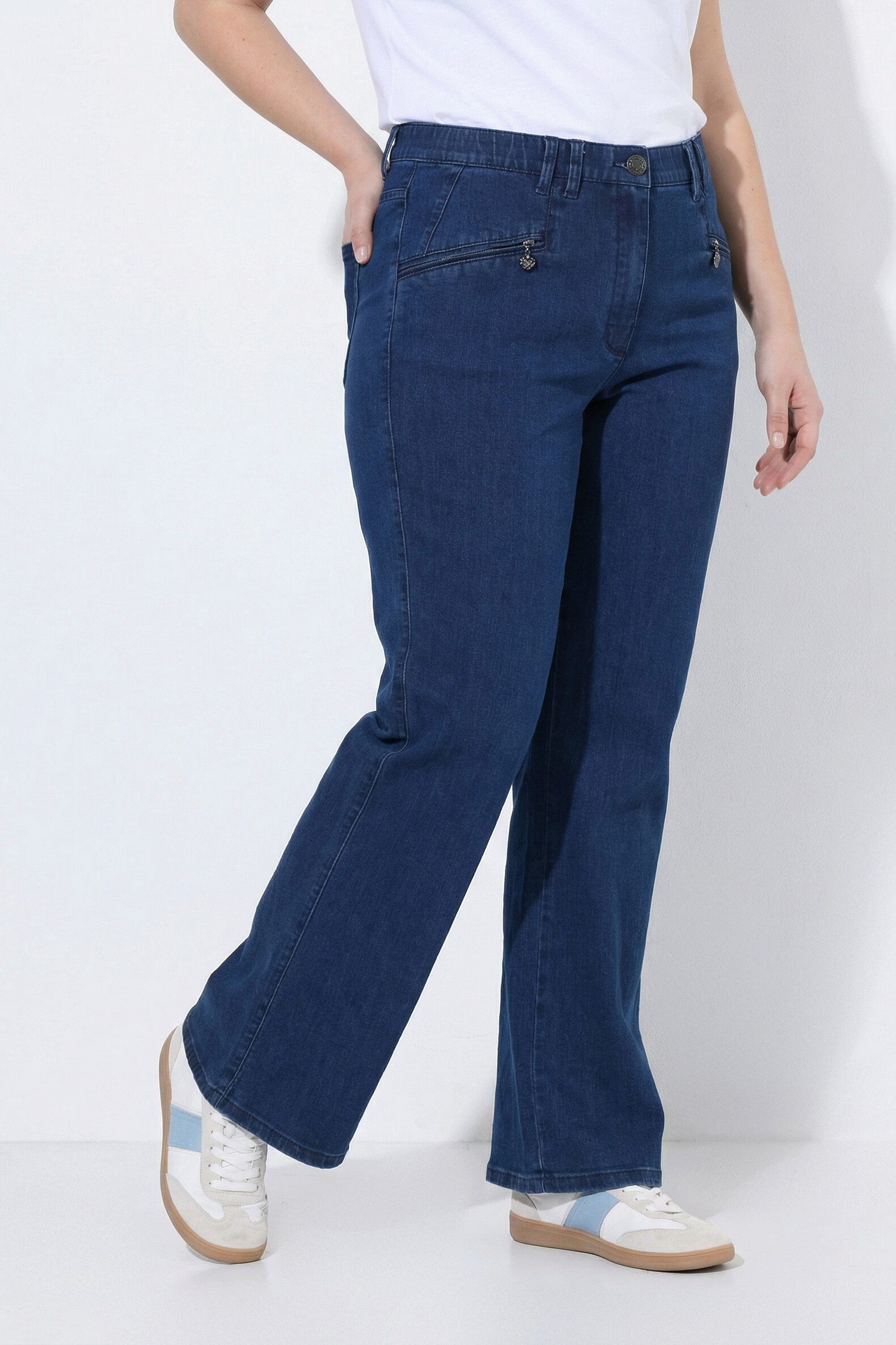 Ulla Popken Regular-fit-Jeans Jeans Mony weites Bein Reißverschlusstaschen