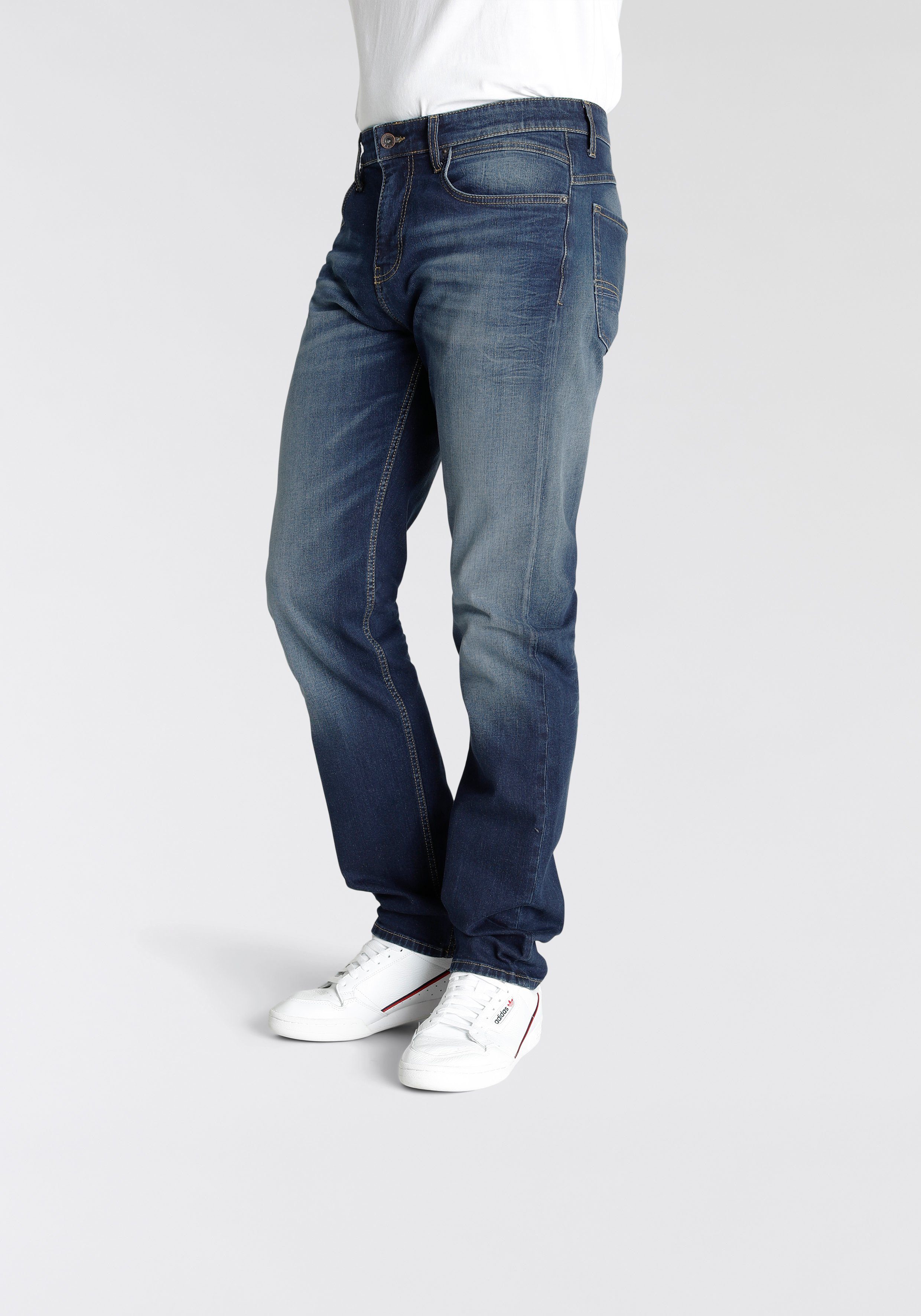 Ozon Tapered-fit-Jeans dark CIAN durch wassersparende Ökologische, H.I.S blue Wash Produktion