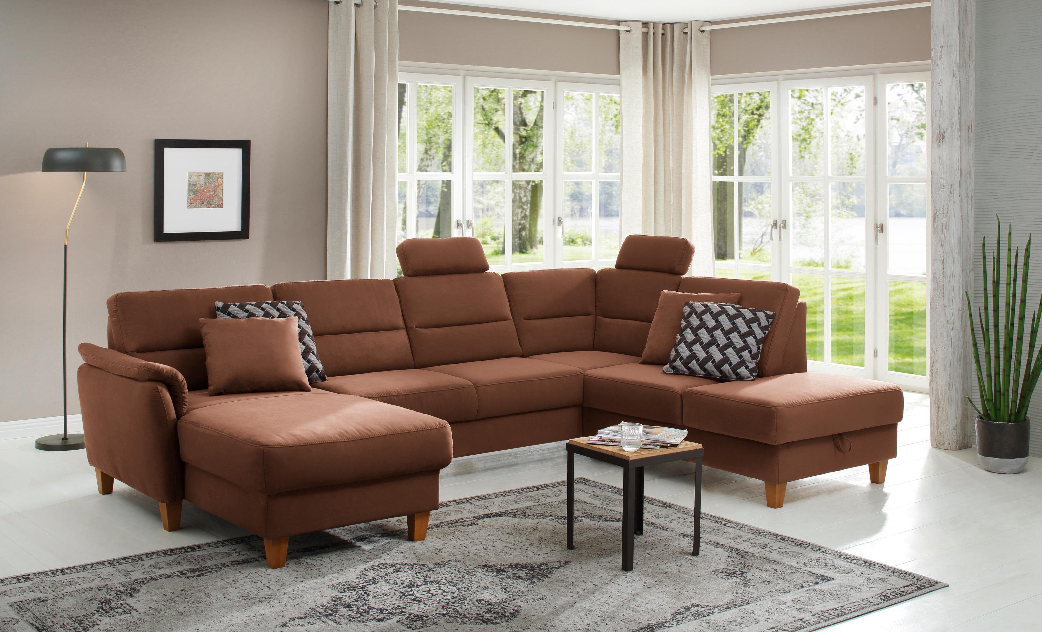 Home affaire Wohnlandschaft Palmera U-Form, B: 308 cm, optional Bettfunktion & Bettkasten, Federkern