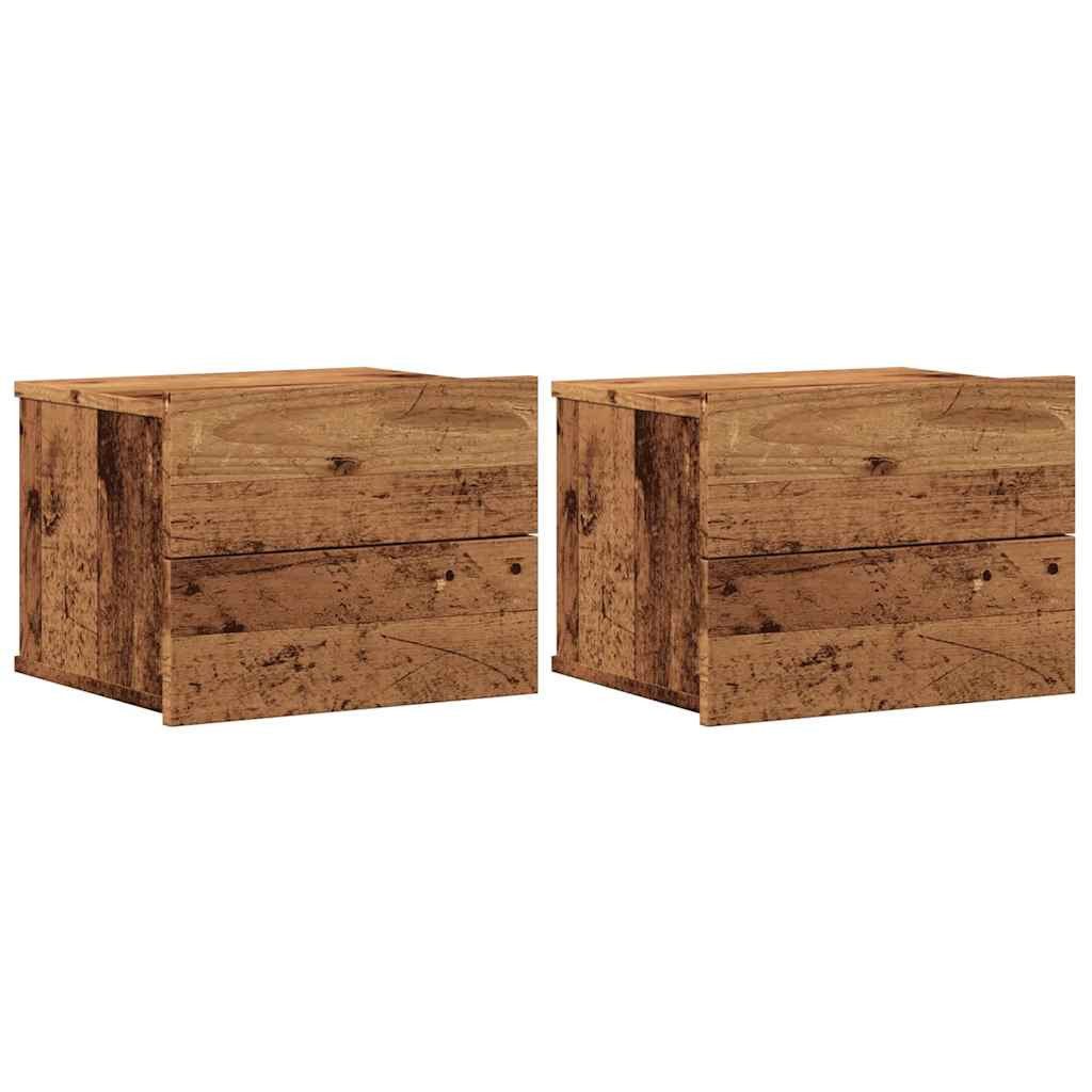 vidaXL Nachttisch NA Wand-Nachttische2er Set Altholz-Optik 40x32x30 cm