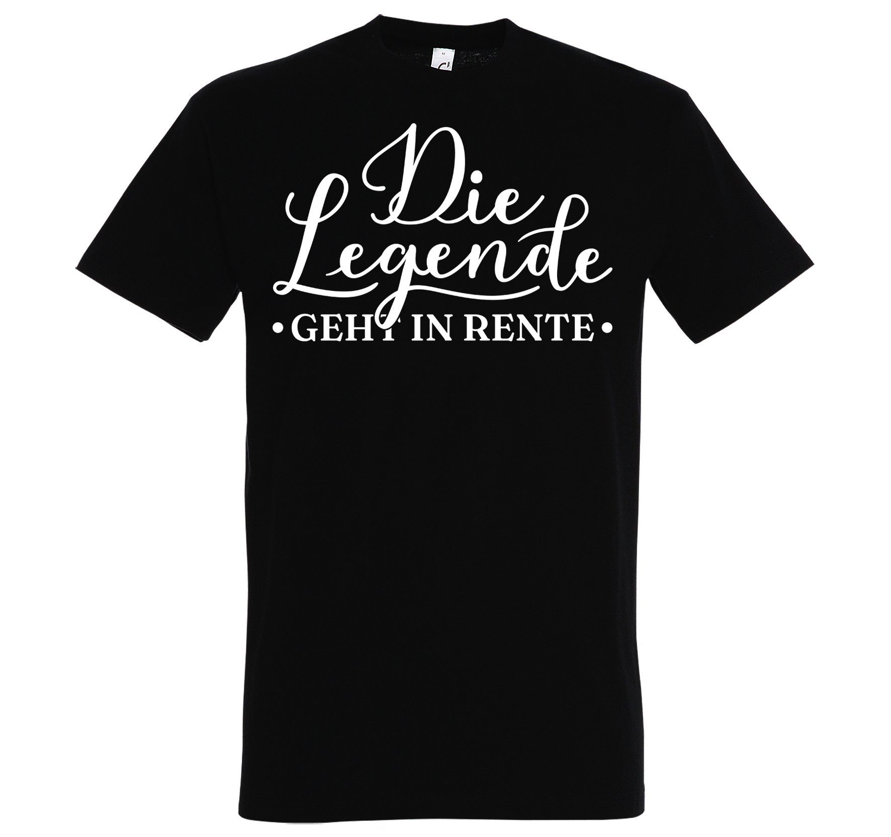 T-Shirt Trendigem Herren Rente geht Shirt Youth Legende Schwarz Frontdruck Designz Die in mit