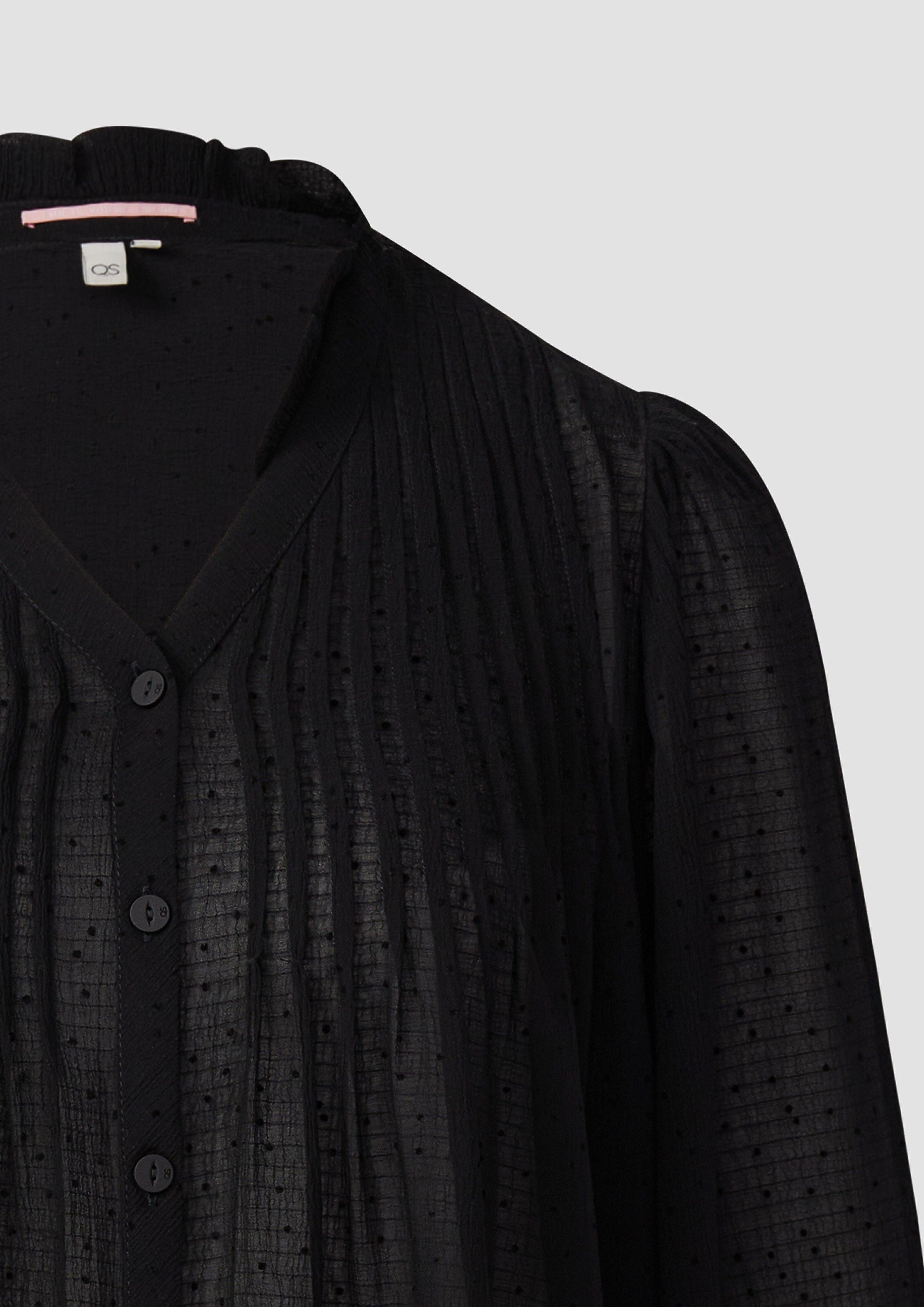 QS Langarmbluse Strukturierte Chiffonbluse mit Punktemuster günstig online kaufen