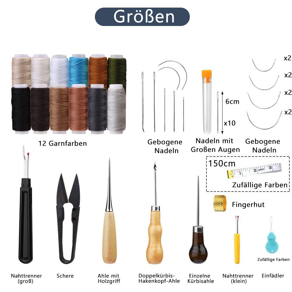 NUODWELL Nähkästchen Leder-Nähset, 48-teiliges Hochleistungs-Nähset, Leder günstig online kaufen