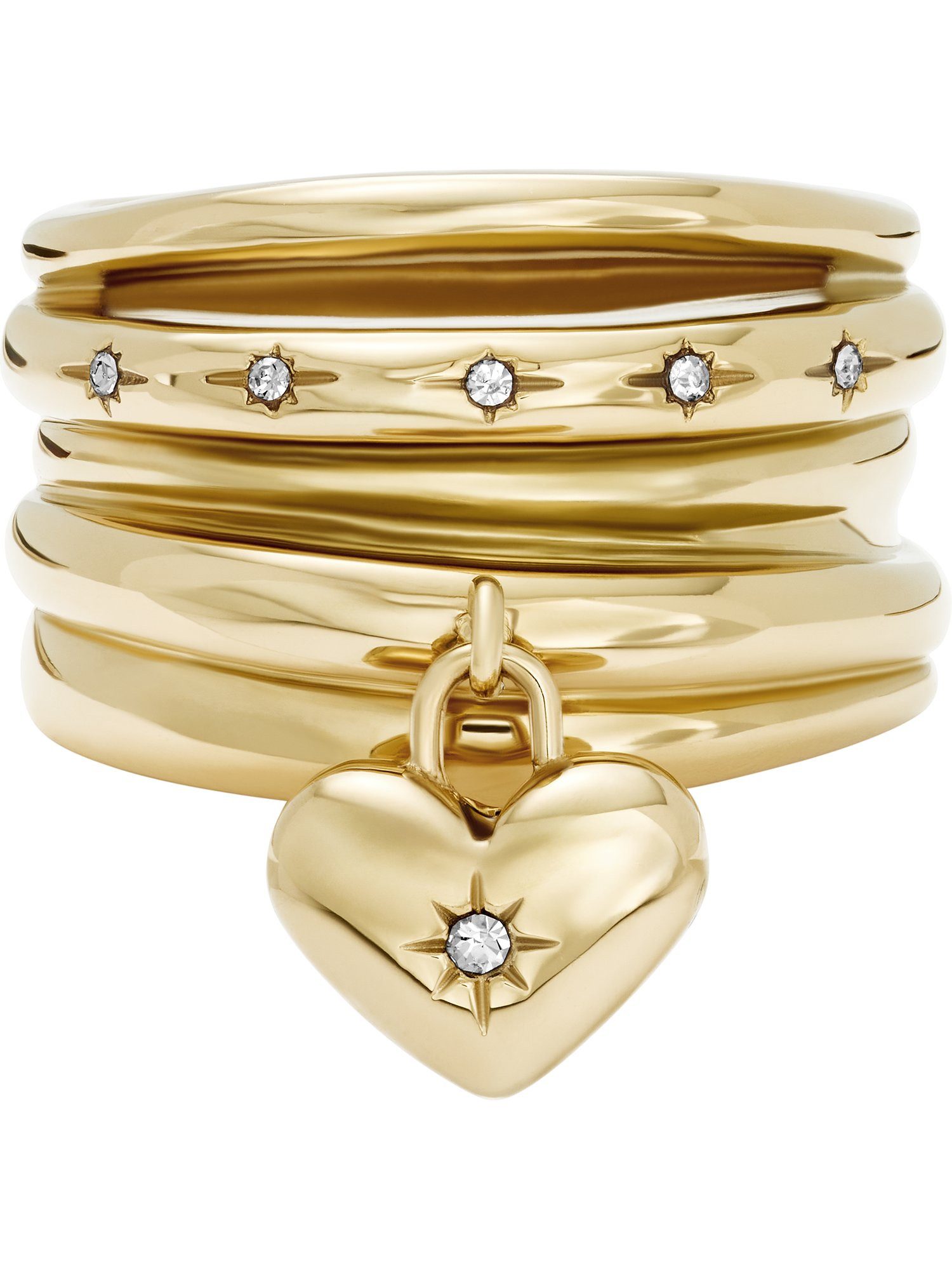 Fossil Fingerring Fossil Damen-Damenring Edelstahl Glasstein, Glasstein günstig online kaufen