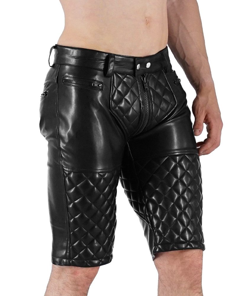BOCKLE Lederhose Bockle® 5 GAY-ZIP FAUX Shorts PUSH-STRAP Kunstlederhose Leder Shorts