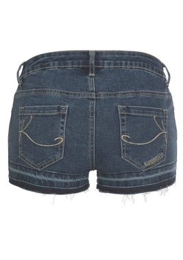 KangaROOS Jeansshorts mit offener Saum-Kante und Used-Effekten