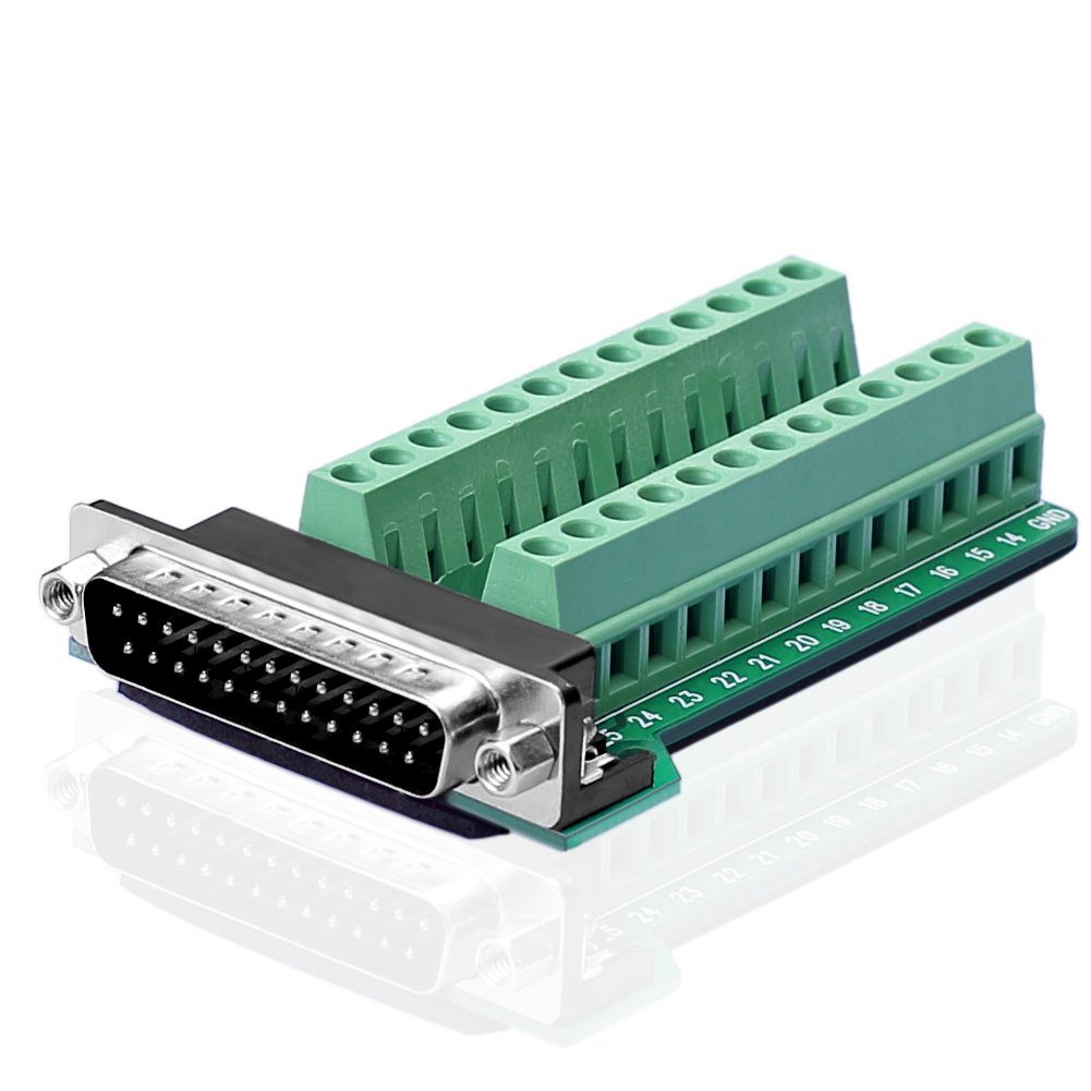 D-SUB DB25-G2 Stecker 25Pin Steckerausbruch zu Leiterplattenklemmen Adapter