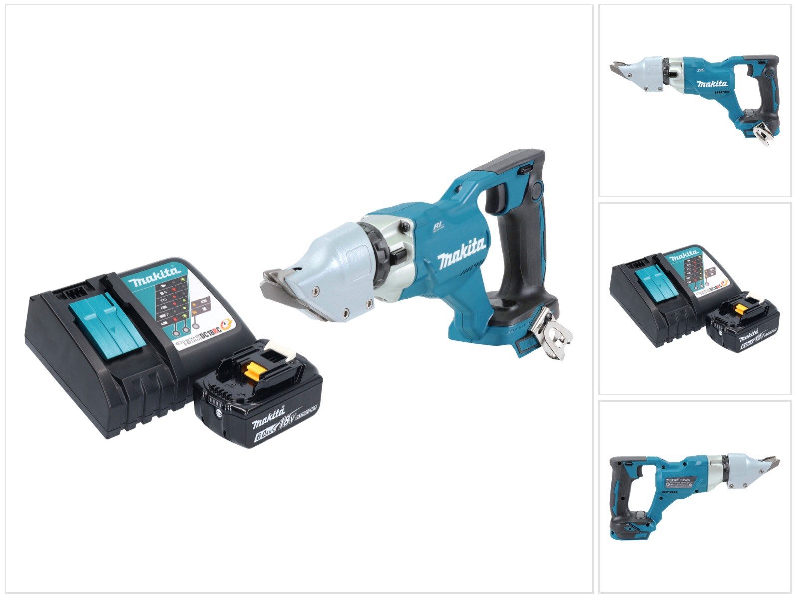 Makita Akku-Blechschere DJS 200 RG1 Akku Blechschere 18 V 2,0 mm Brushless + 1x Akku 6,0 Ah