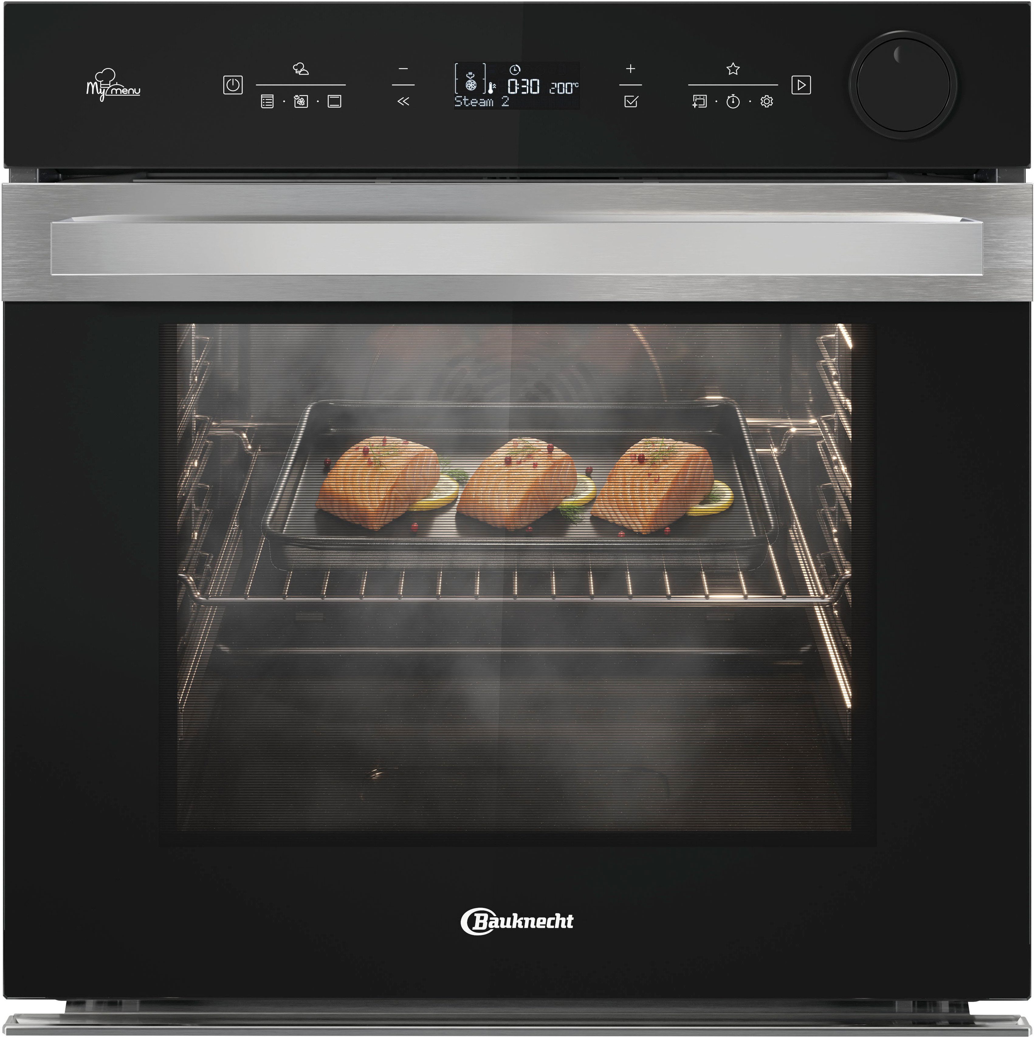 BAUKNECHT Einbaubackofen BIK5S DP8F2 ES, mit 2-fach-Teleskopauszug, AirFry-Funktion – die gesündere Alternative zur Fritteuse, SoftClose