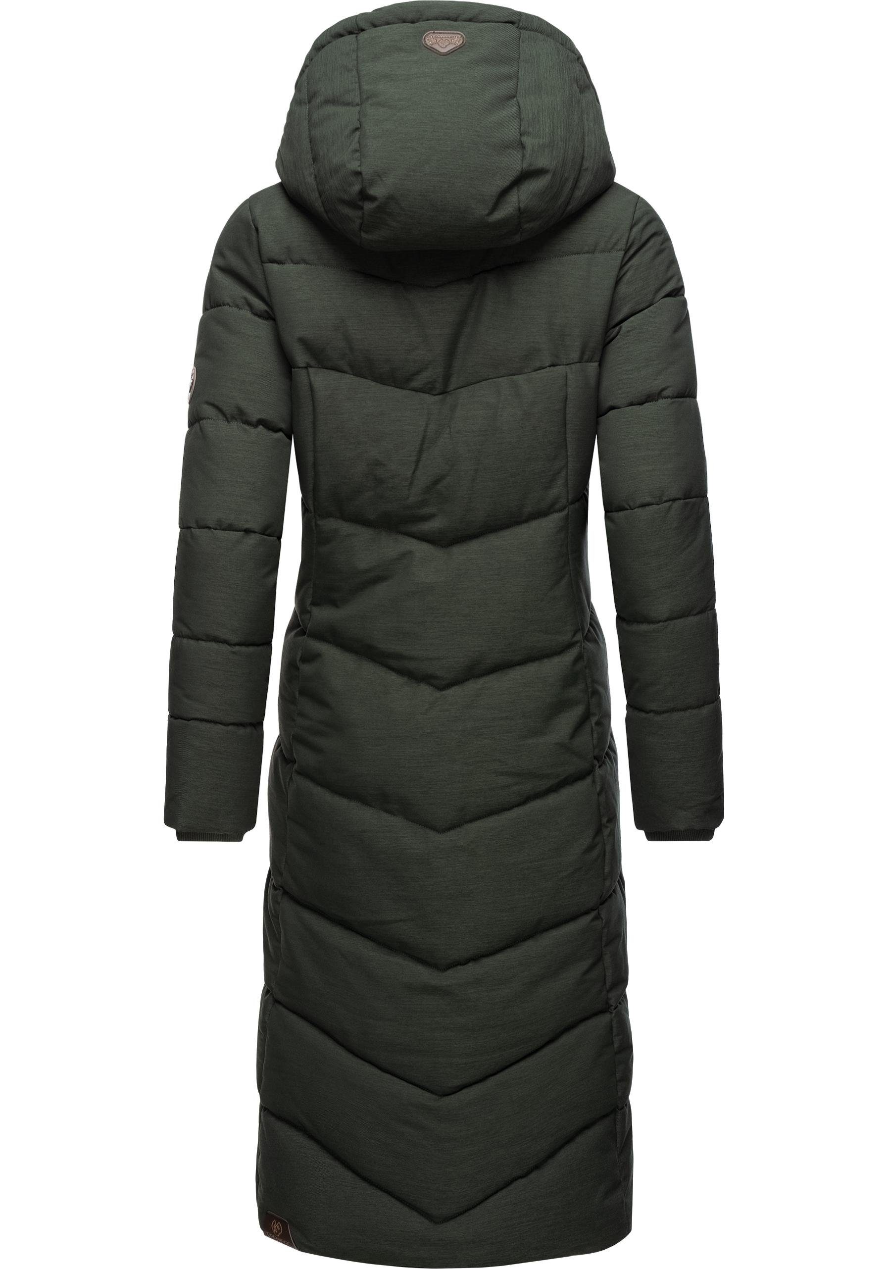 Ragwear Wintermantel Pavla Long extralanger Winterparka mit Teddyfutter und Kapuze