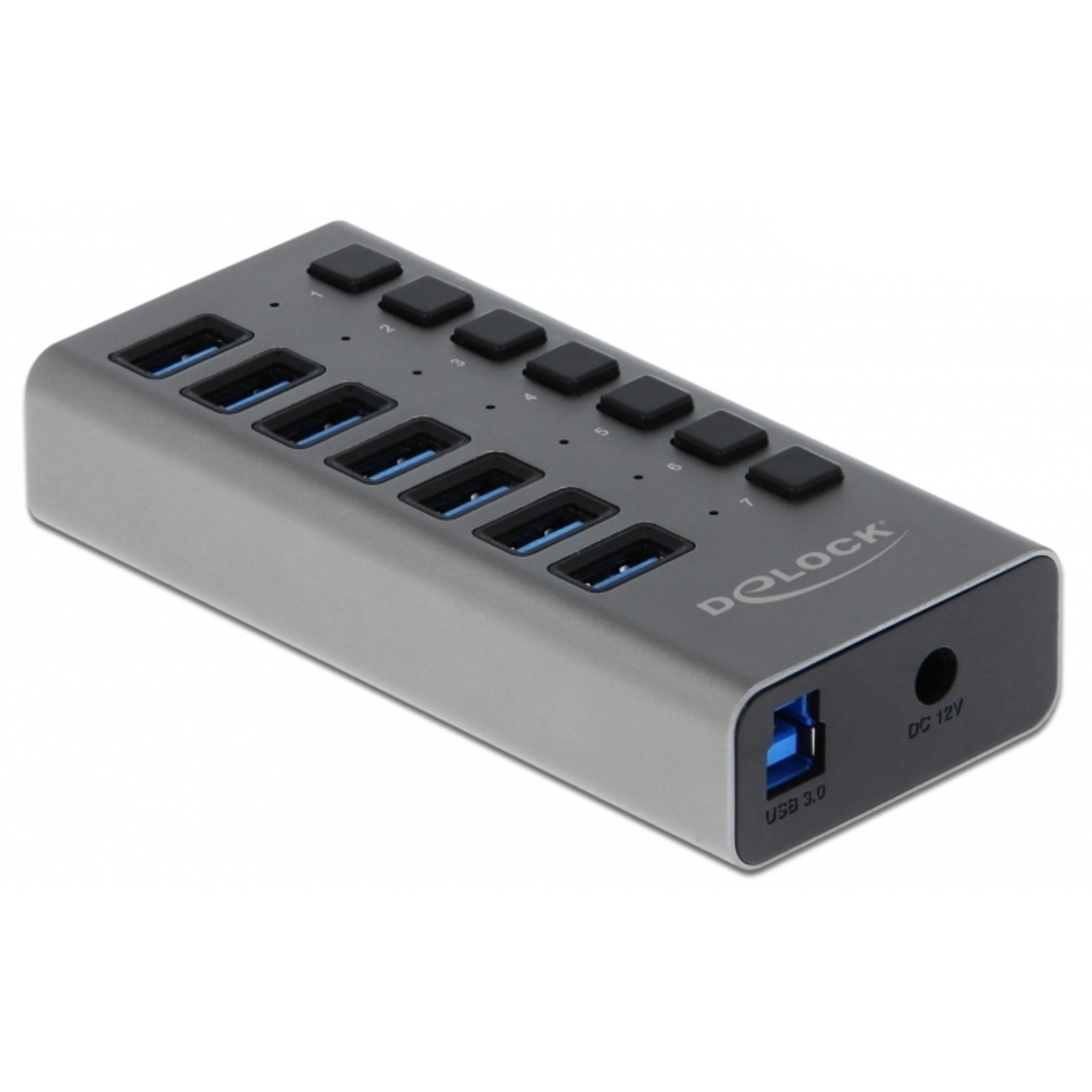 DeLOCK Externer SuperSpeed USB Hub mit 7 Ports + USB-Kabel