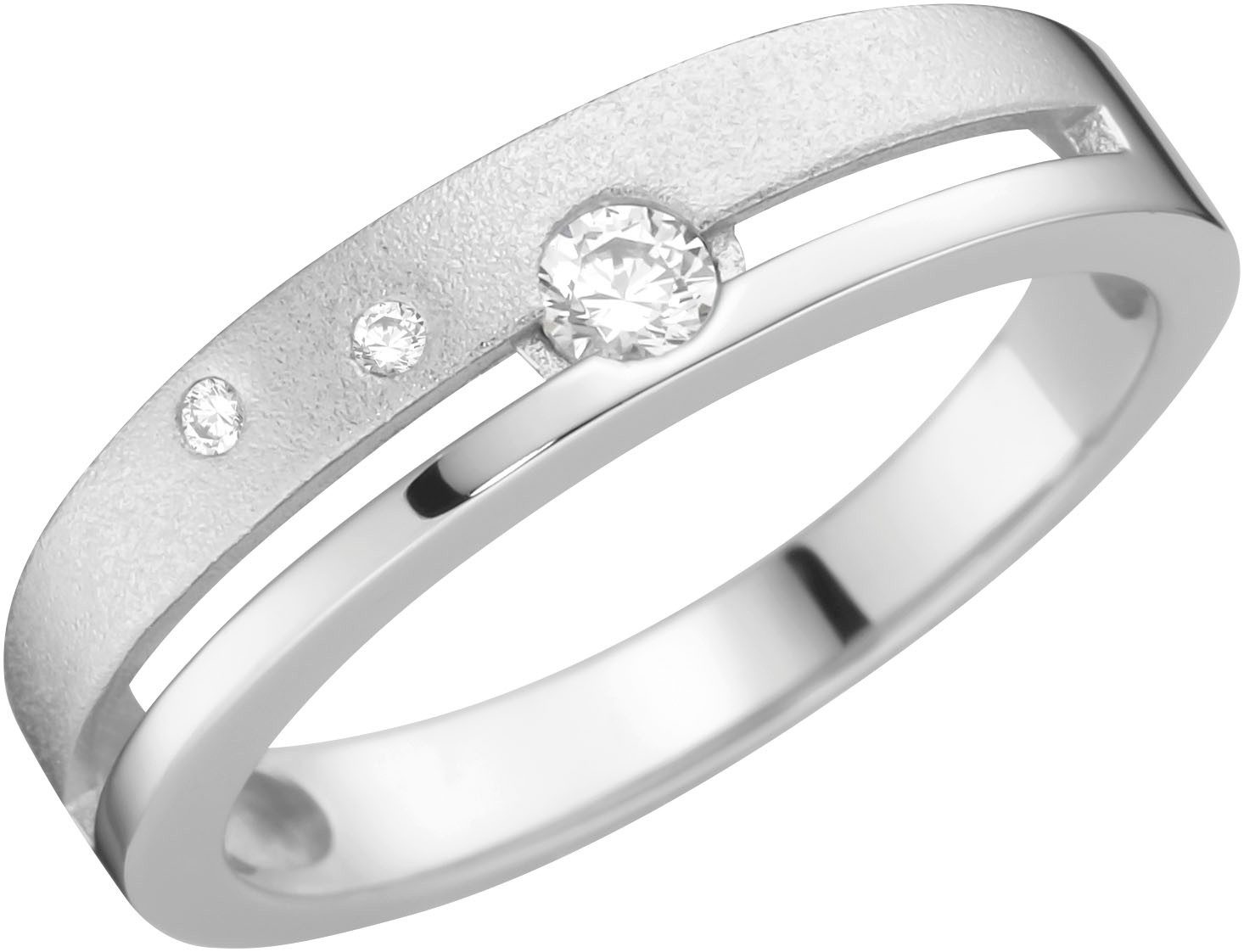 Firetti Fingerring Schmuck Geschenk Damenring Ring matt glanz, mit Zirkonia (synth)