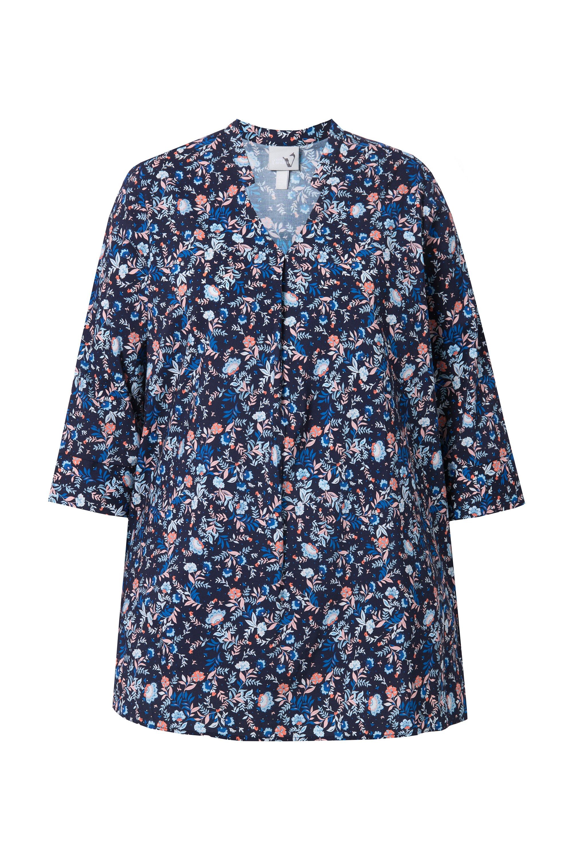 Ulla Popken Longbluse Tunika Muster V-Ausschnitt günstig online kaufen