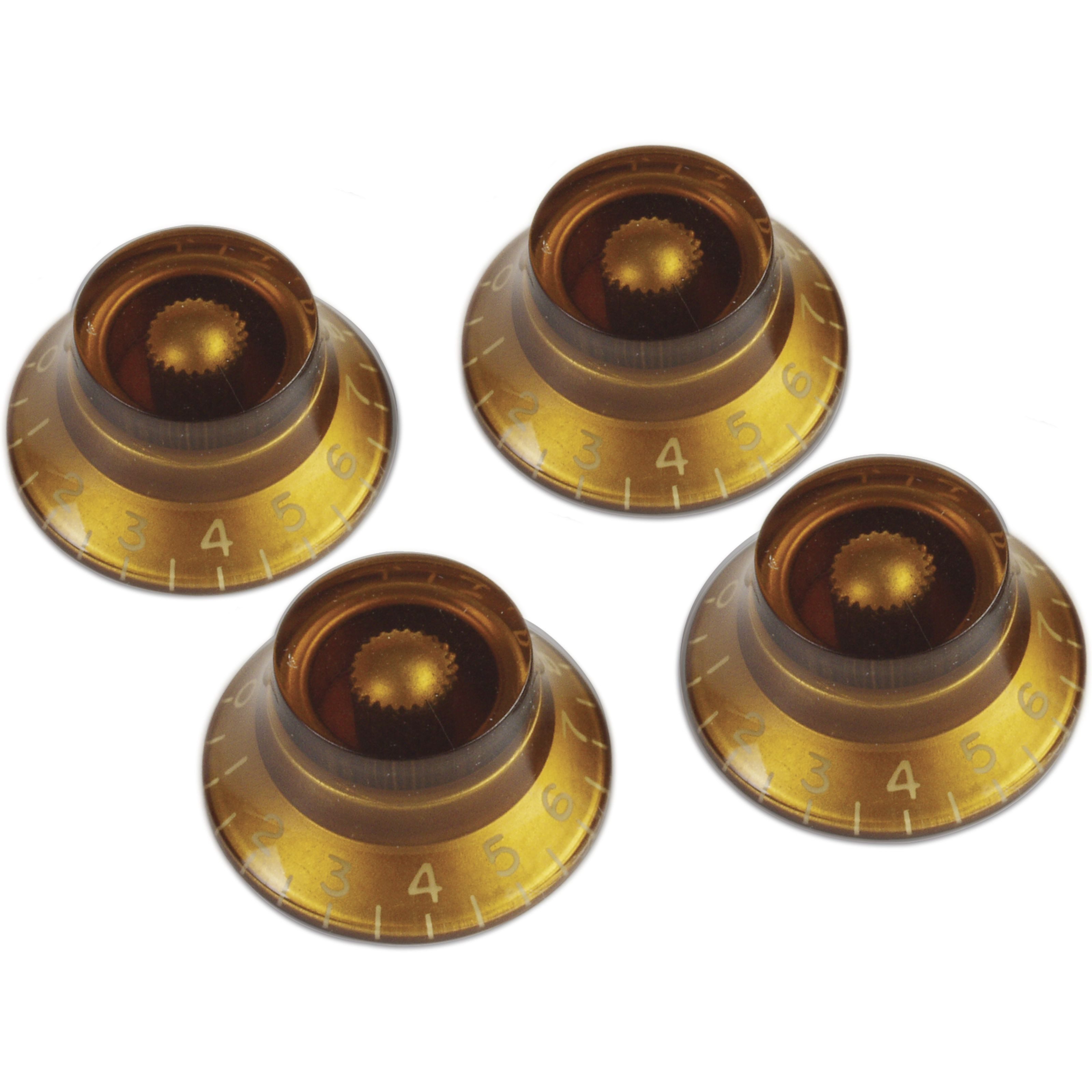 Gibson E-Gitarre, ersatzteile für Gitarren, Poti- & Toggleknöpfe, PRHK-030 Top Hat Knobs Vintage Amber 4 Pack - Gitarren Ersatzteil