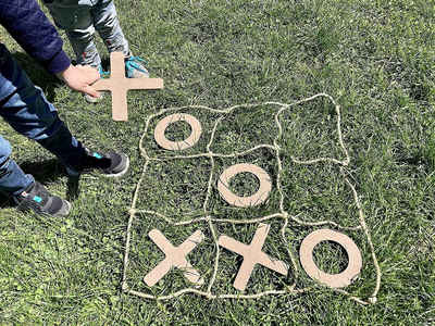 Be Toys Outdoor-Spielzeug XXL Holz TIC TAC Toe Spiel X und O Kinderspiel Party-Spiel JJA, Holz, Hochzeit