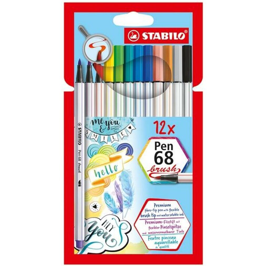 Thumbnail - STABILO Kalligraphie-Stift Fasermaler Pen 68 brush 12er Pappetui 5681221
