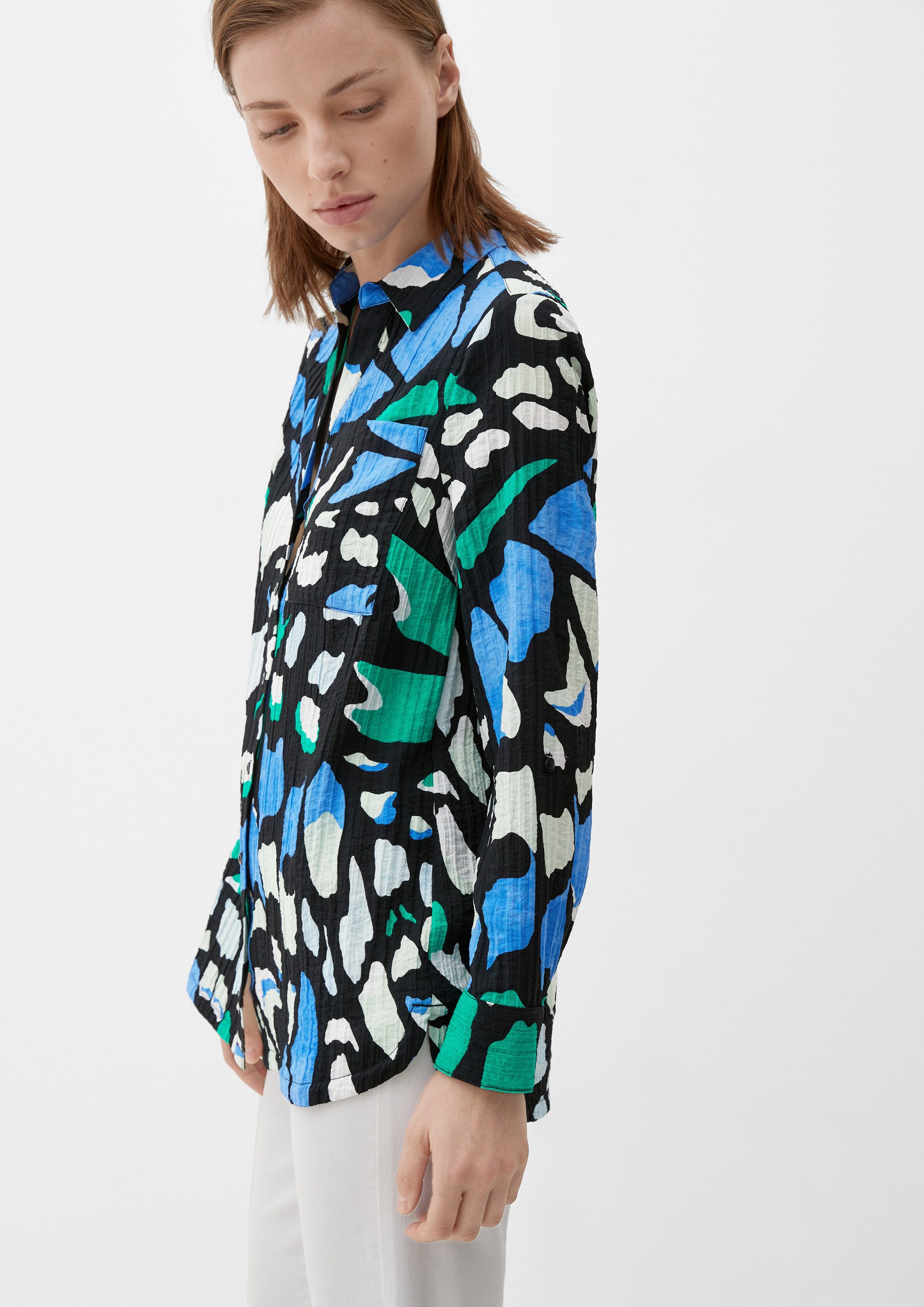 s.Oliver Langarmbluse Bluse Longbluse aus Viskosemix (1-tlg)