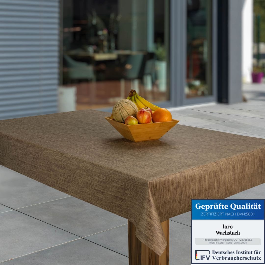 laro Tischdecke Wachstuch-Tischdecken Abwaschbar Leinenoptik Beige Weiß rec günstig online kaufen