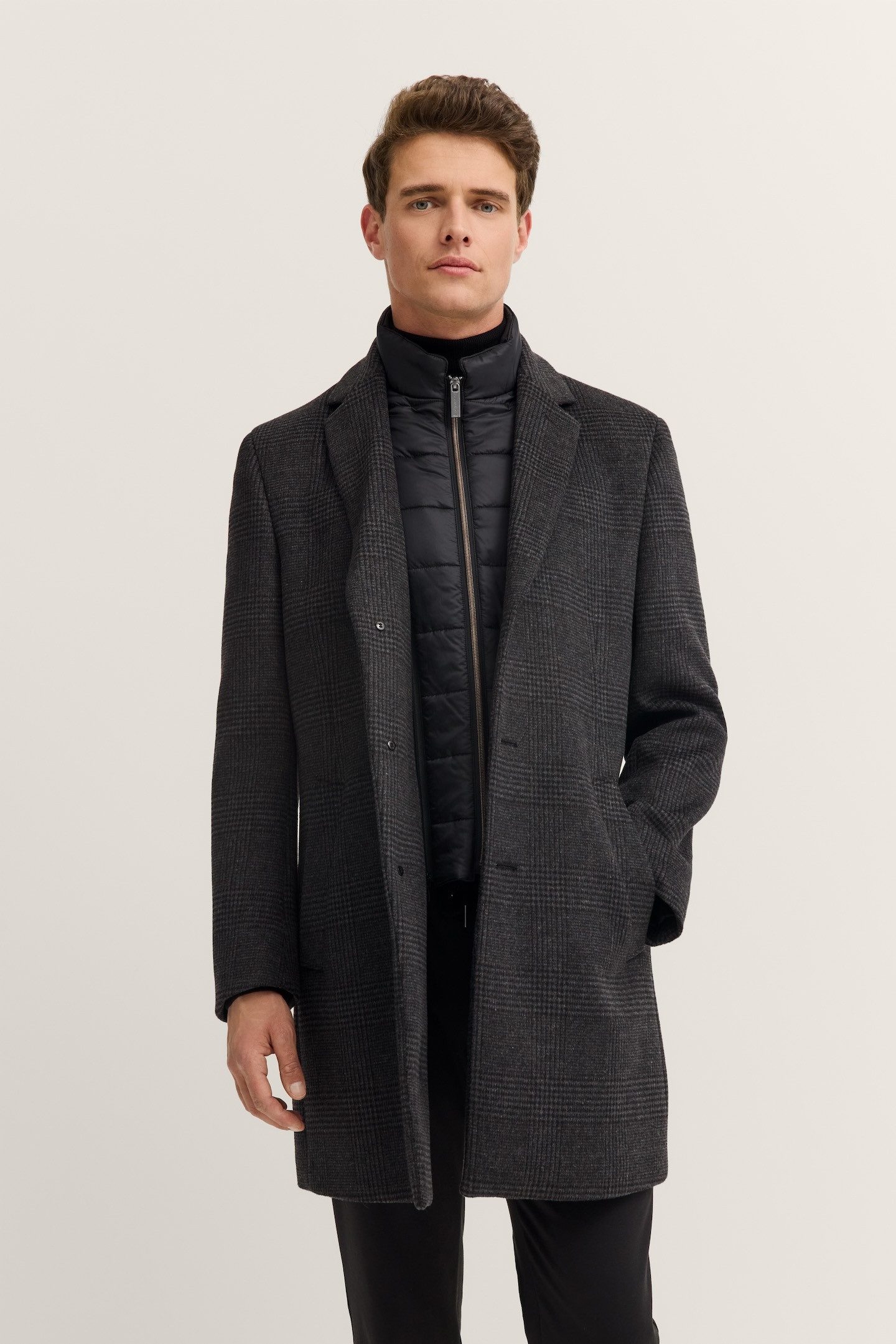 bugatti Kurzmantel Flexcity Stretch mit Glencheck-Karo und Westen-Einsatz günstig online kaufen