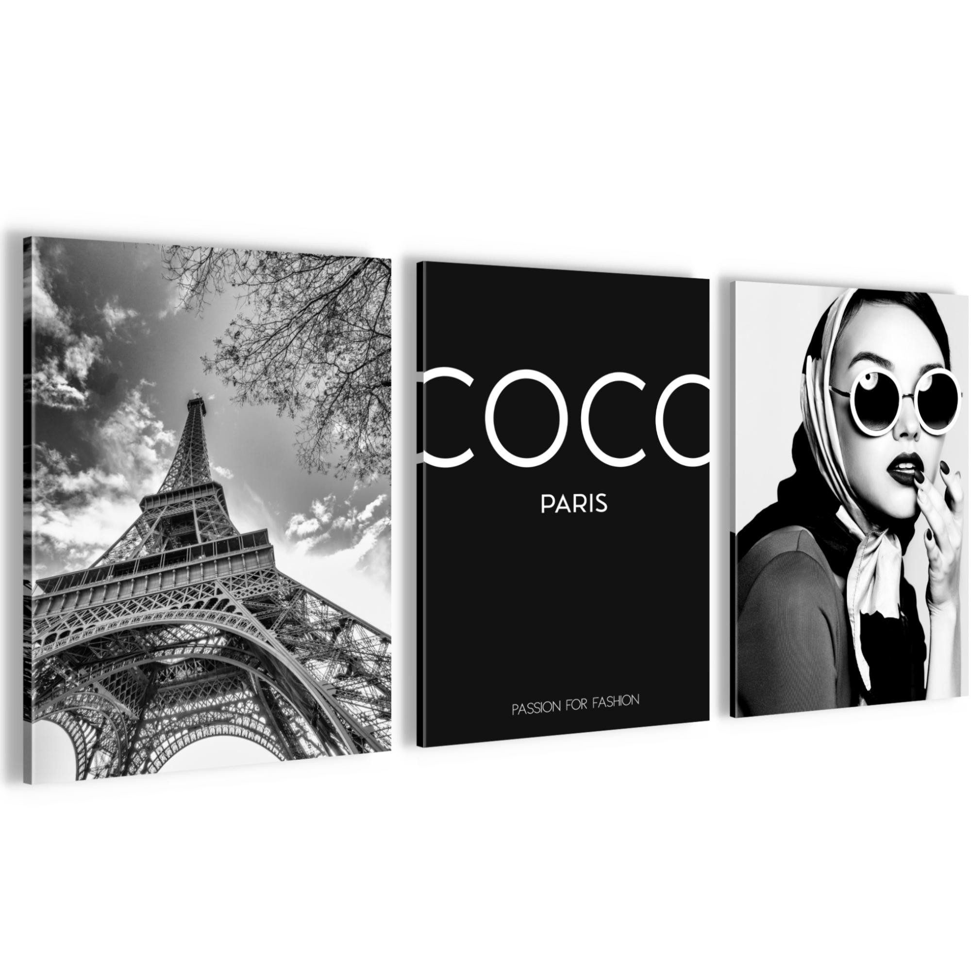 Novart Wandbild Coco AUFHÄNGFERTIG Mädchen Teenager Deko 3 Moderne Bilder Fashion, 30 x 40 cm - 3 Bilder