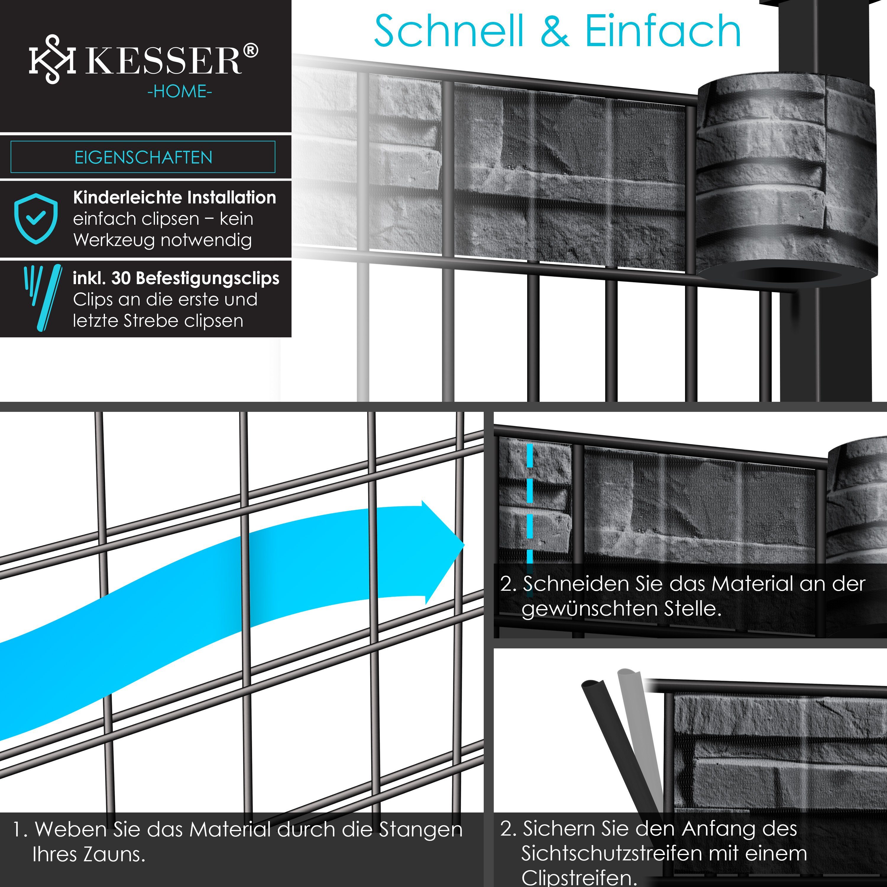 KESSER Sichtschutzstreifen, PVC Sichtschutzstreifen Sichtschutz Rolle Doppelstabmatten