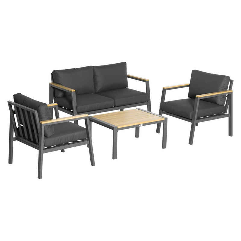 Outsunny Sitzgruppe Gartenmöbel Set, (Set, 4-tlg., Essgruppe 4-tlg), Tisch mit 3 Stühlen