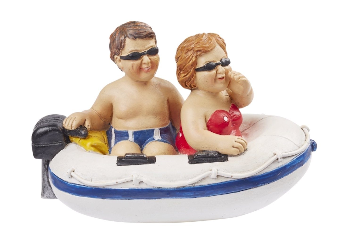 HobbyFun Dekofigur Figur, Urlauber im Schlauchboot, 11,5 x 7,5 cm | Dekofiguren
