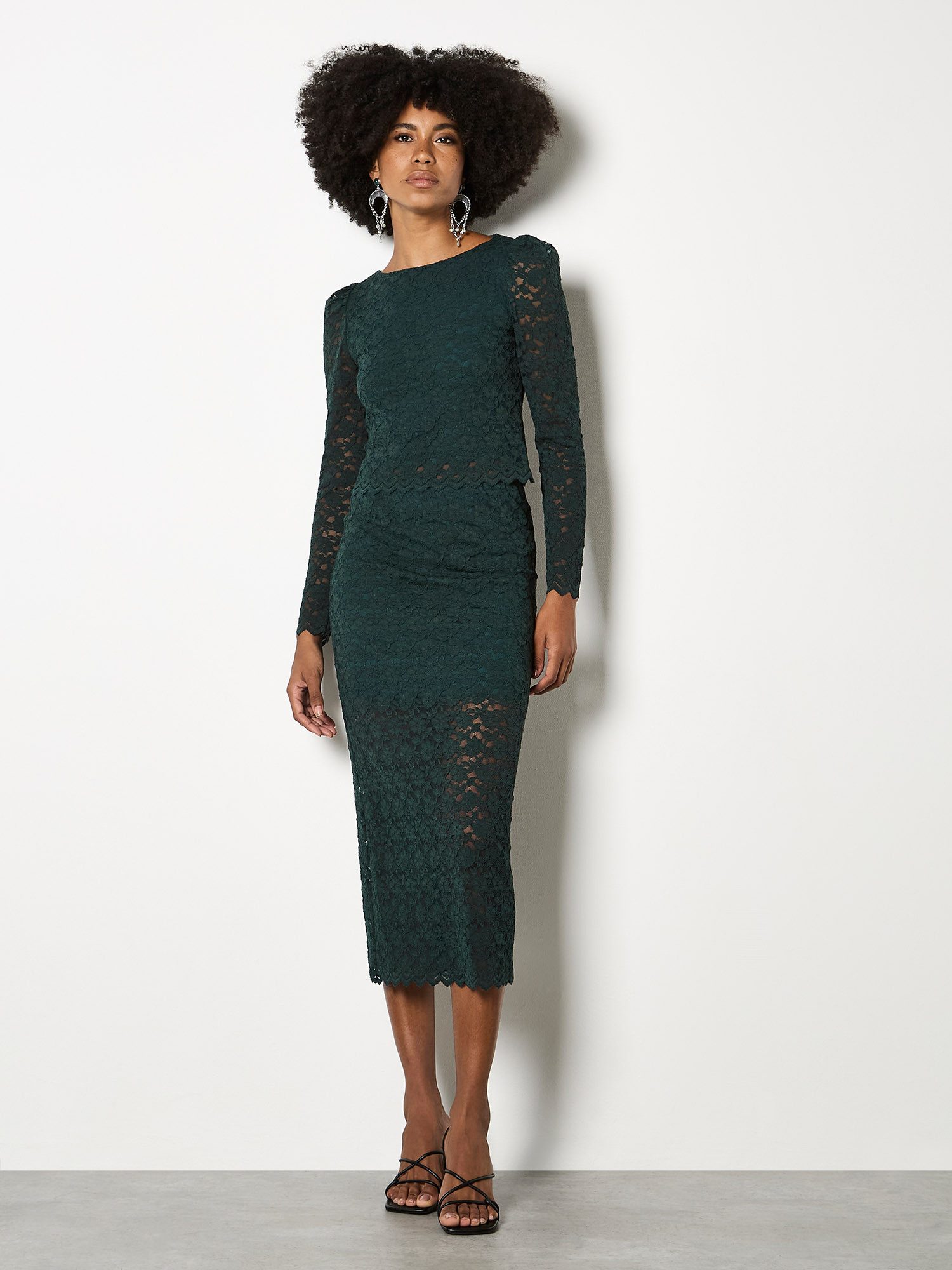 Apricot Midirock Bleistiftrock aus Spitze günstig online kaufen