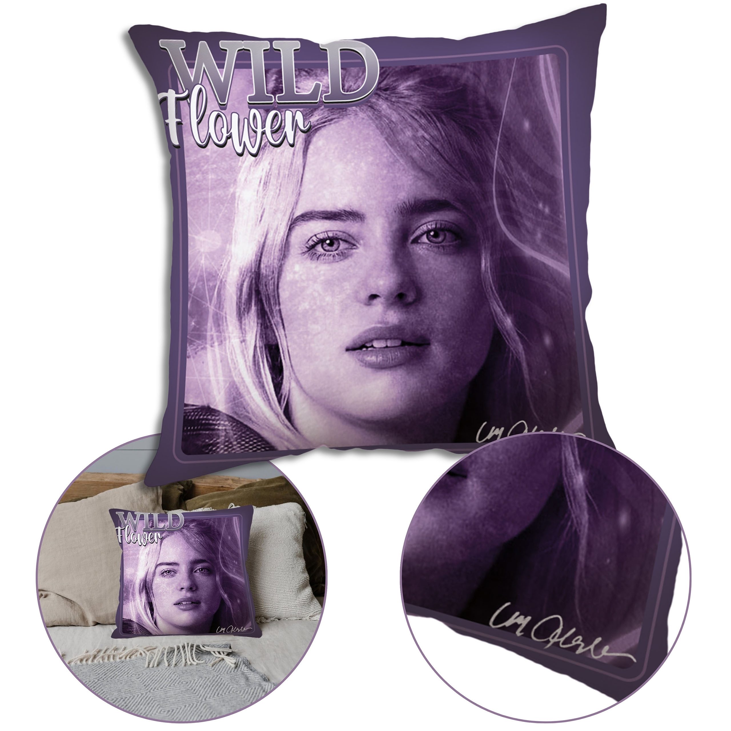 Sarcia.eu Dekokissen Billie Eilish Quadratisches Kissen, Wendekissen, Dekokissen 40x40 cm