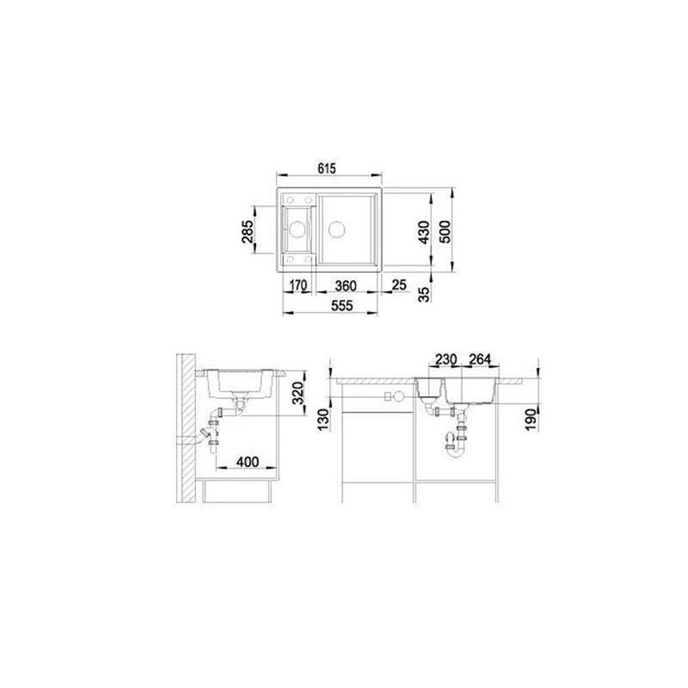 Blanco Granitspüle BLANCO Einbauspüle 61,5/50 Silgranit, cm Softweiß METRA 6