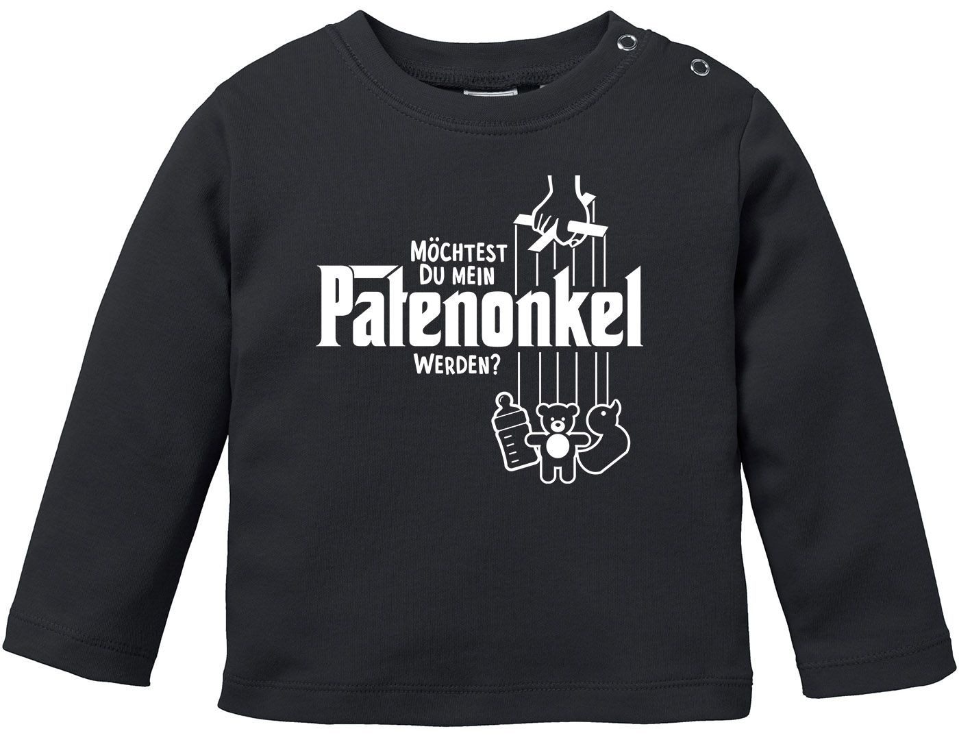 Rundhalsshirt Baby Langarmshirt Babyshirt Patenonkel Baby Body Willst du mein