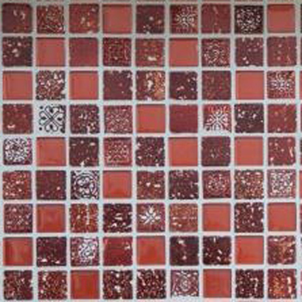 rot Mosaikfliesen glänzend Glasmosaik Matten 10 Resin Mosani / Mosaikfliesen