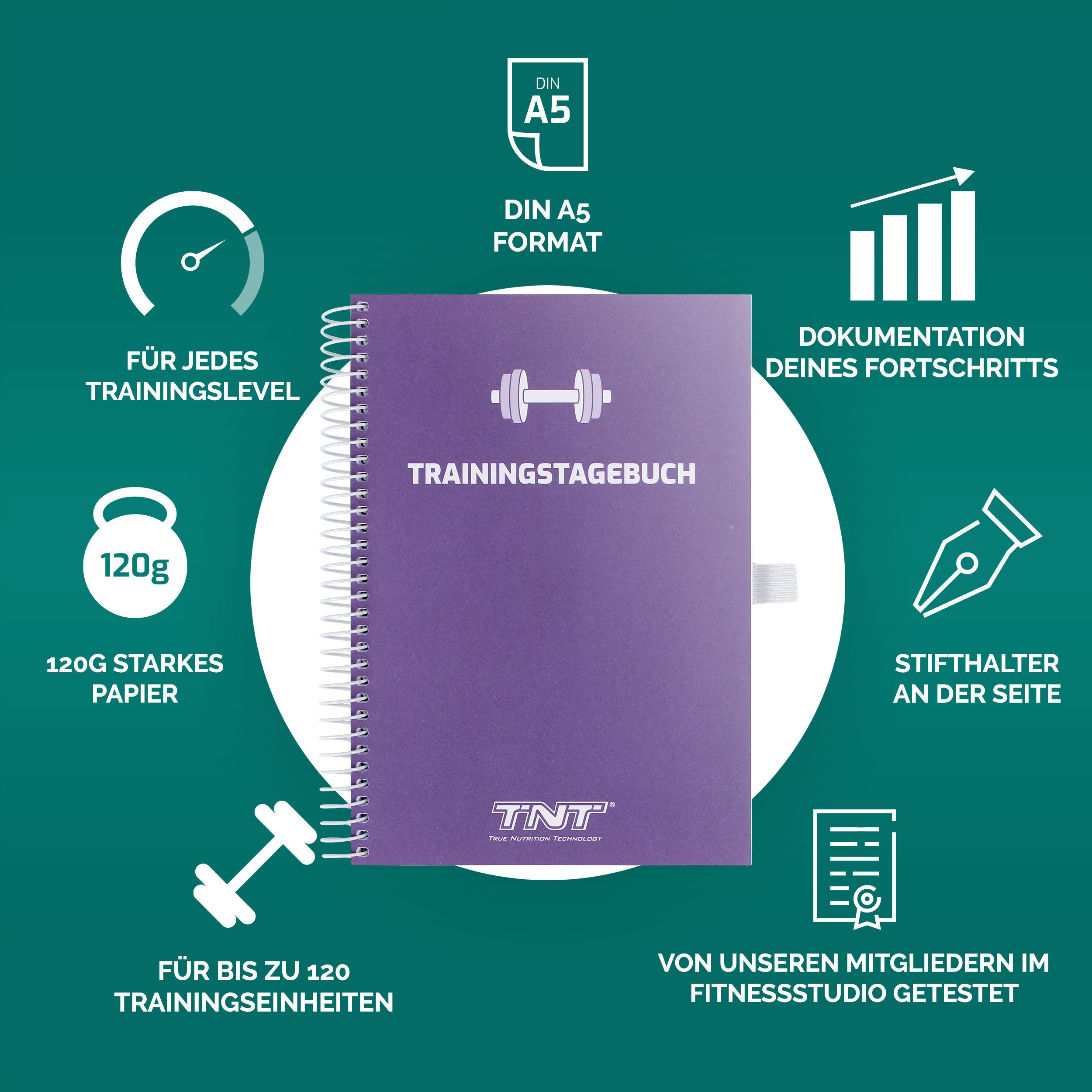 TNT (True Nutrition Technology) Tagebuch Trainingstagebuch für Fitnessstudio, Krafttraining, Fitness