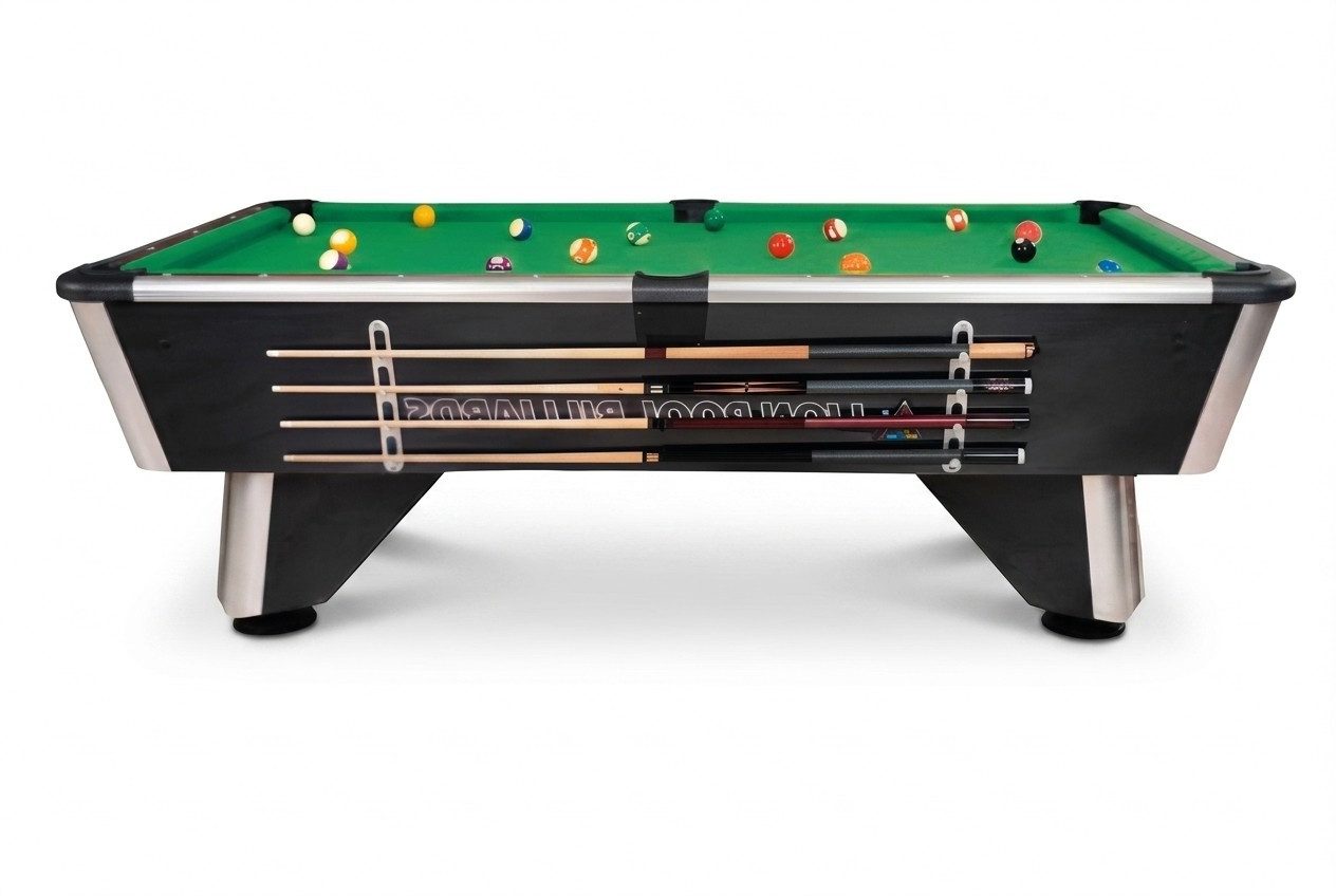 Xlmoebel Billardtisch Schwarzer Billardtisch mit Aluminiumrahmen und LED-Beleuchtung, Made in Europa