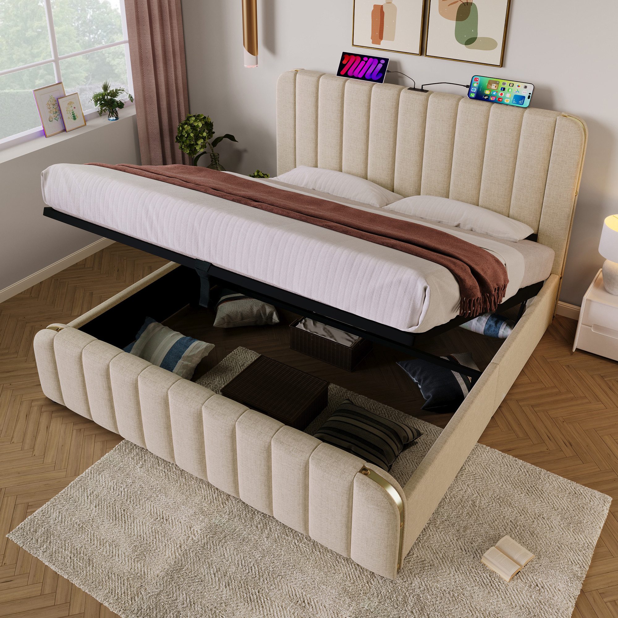 STILVORA Polsterbett Bettgestell 180×200 gepolsterte Kopfteil günstig online kaufen