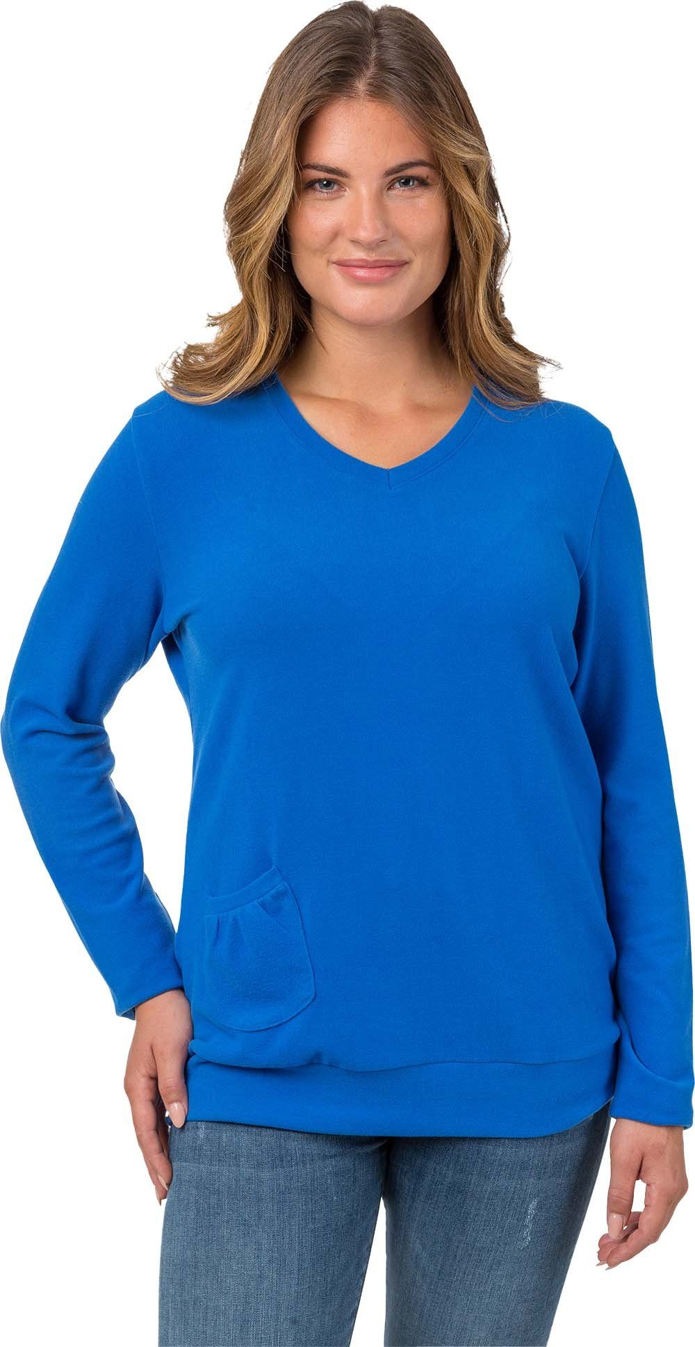 Estefania for woman V-Ausschnitt-Pullover 178-7637 mit kleiner Tasche mit elastischen Bund royal