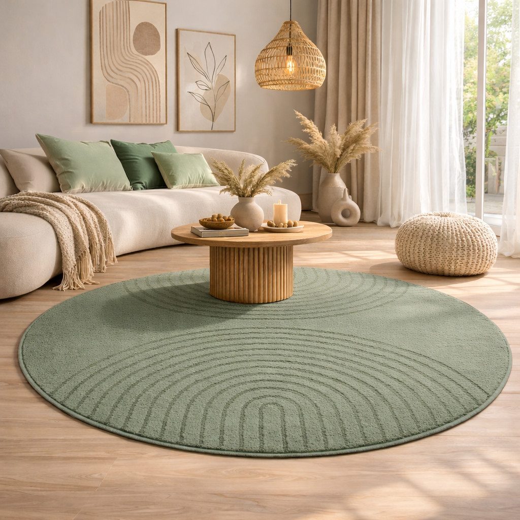 the carpet Teppich Elisa, rund, Höhe: 12 mm, moderner Wohnzimmer Teppich, hohe Flordichte und angenehm weich