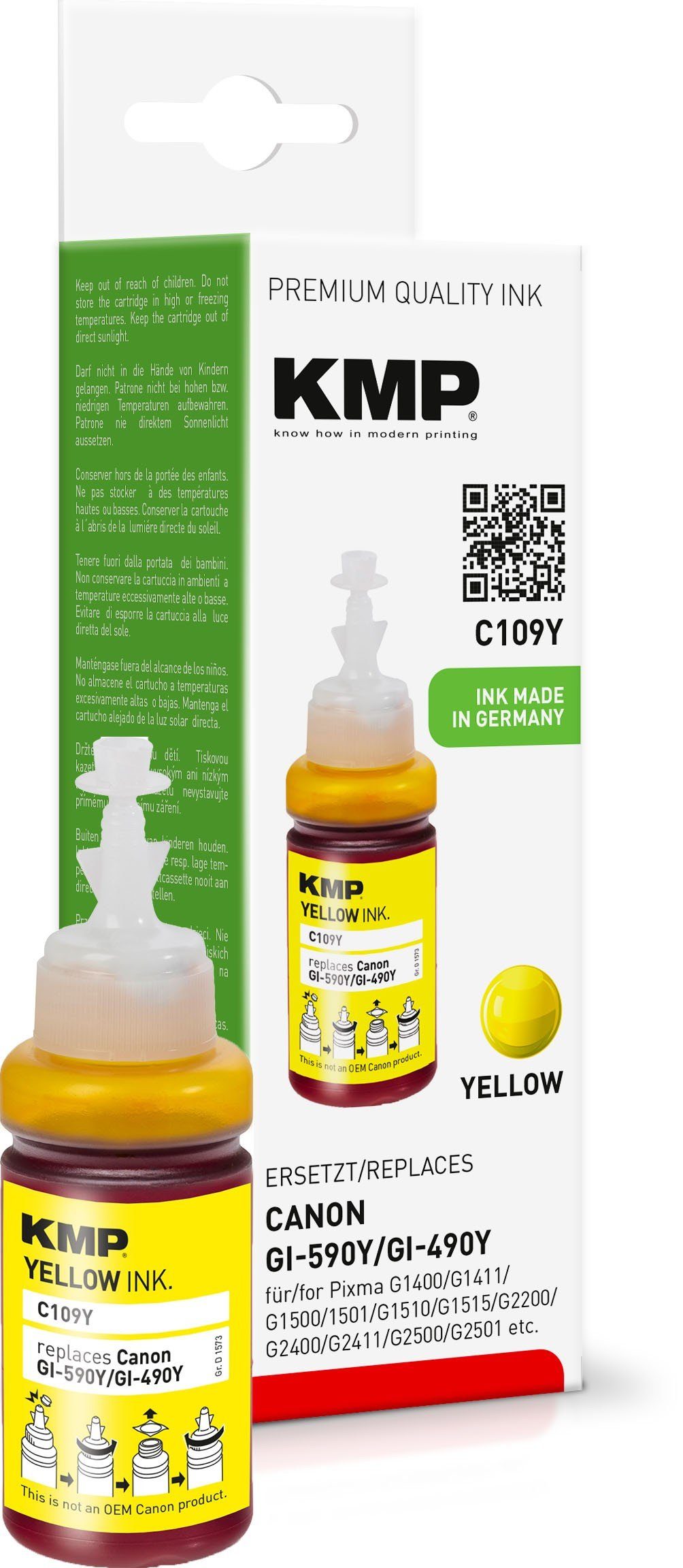 KMP KMP C109Y gelb Tintenpatrone ersetzt Canon GI-590Y (1606C001) Tintenpatrone