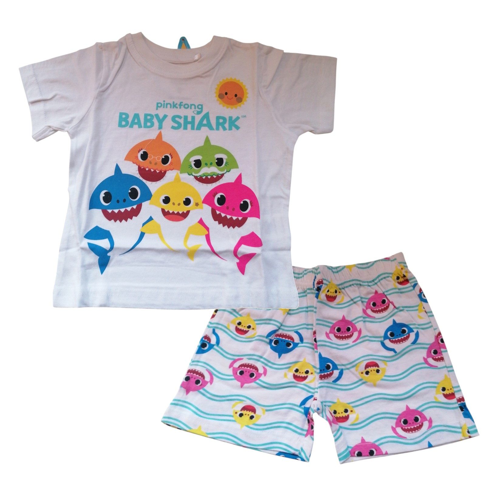 Baby Shark Pyjama Baby Shark, Kinder-Set, Shirt und Hose, Kurz, (Set, 2 tlg., Oberteil, Hose)